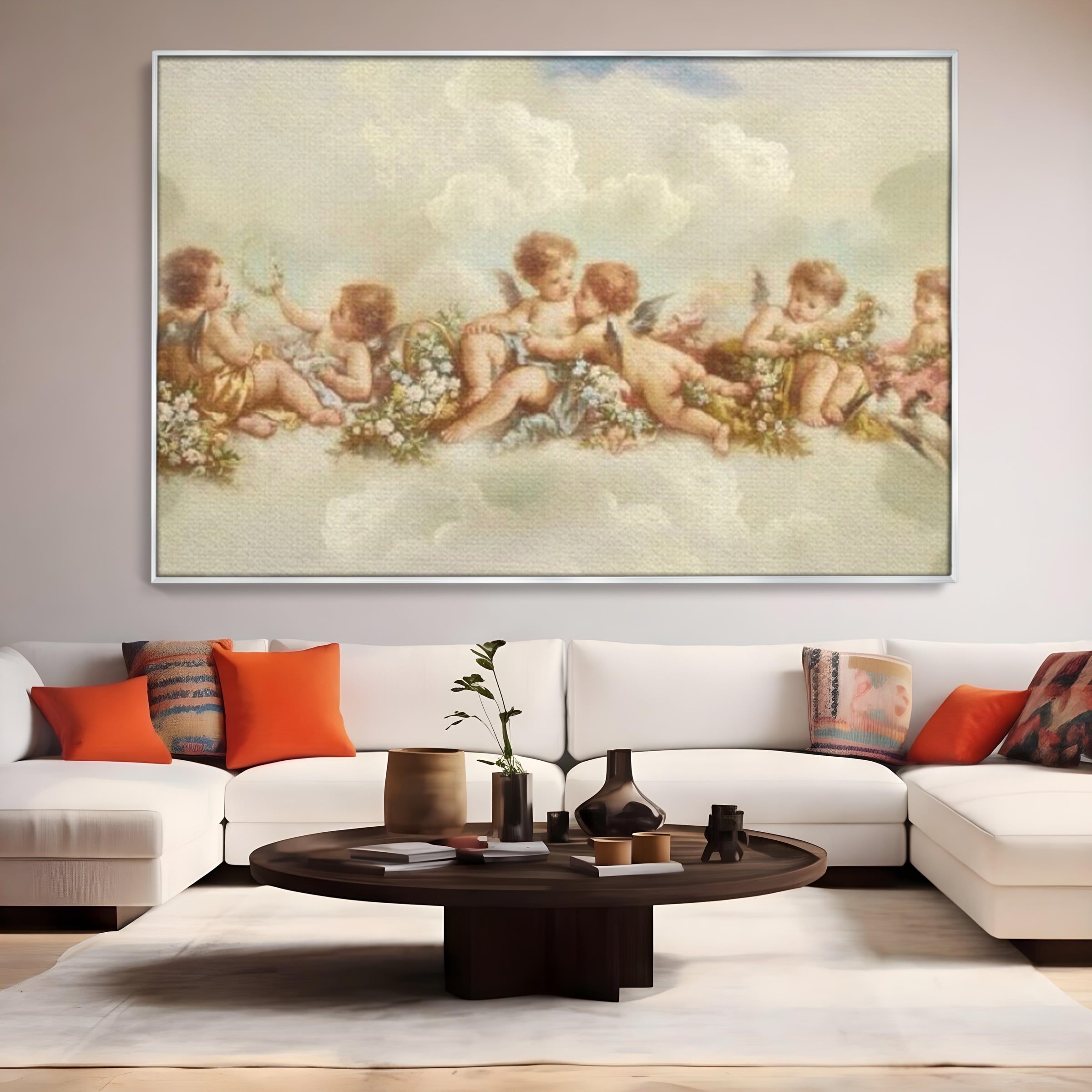 Tablou Canvas Premium LuxCanva® H1020 Ingerasii Paradisului , Ingeri, Rai, Armonie, Puritate, Copii, Binecuvantare, Nori, Inocenta, Living, Dormitor