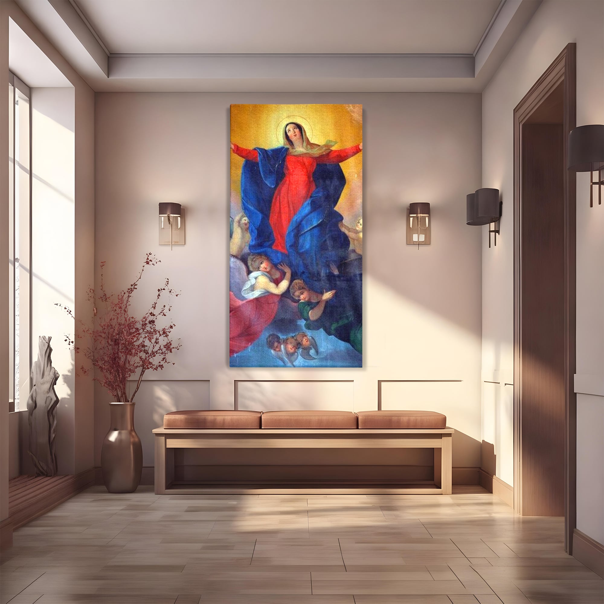Tablou Canvas Premium LuxCanva® H1021 Armonie Celesta , Ingeri, Fecioara, Inaltare, Divina, Frumusete, Protectie, Speranta, Dans, Living, Dormitor