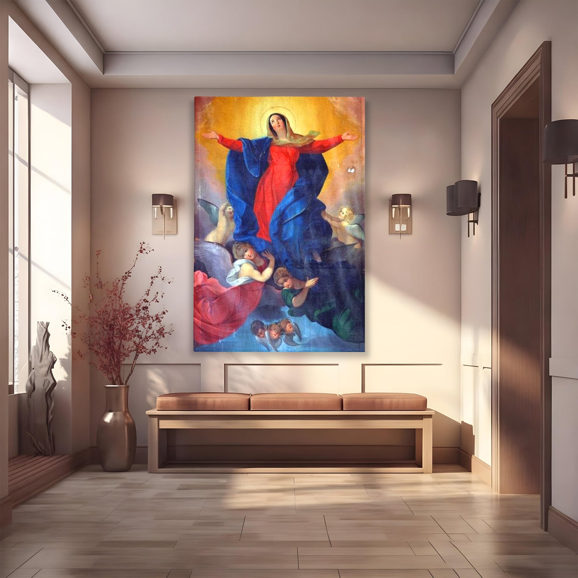 Tablou Canvas Premium LuxCanva® H1021 Armonie Celesta , Ingeri, Fecioara, Inaltare, Divina, Frumusete, Protectie, Speranta, Dans, Living, Dormitor