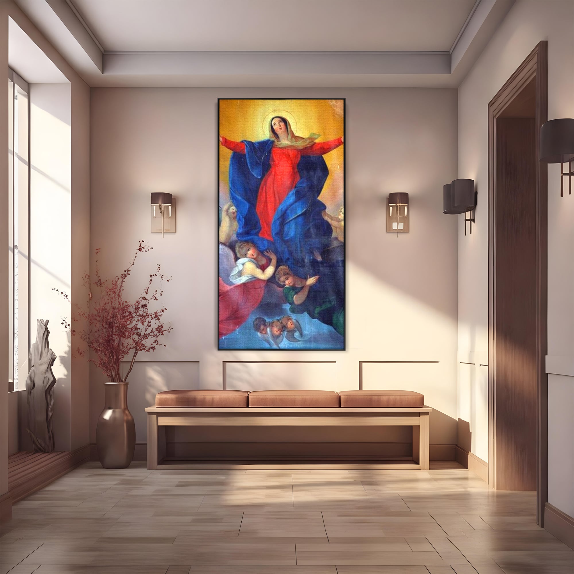 Tablou Canvas Premium LuxCanva® H1021 Armonie Celesta , Ingeri, Fecioara, Inaltare, Divina, Frumusete, Protectie, Speranta, Dans, Living, Dormitor