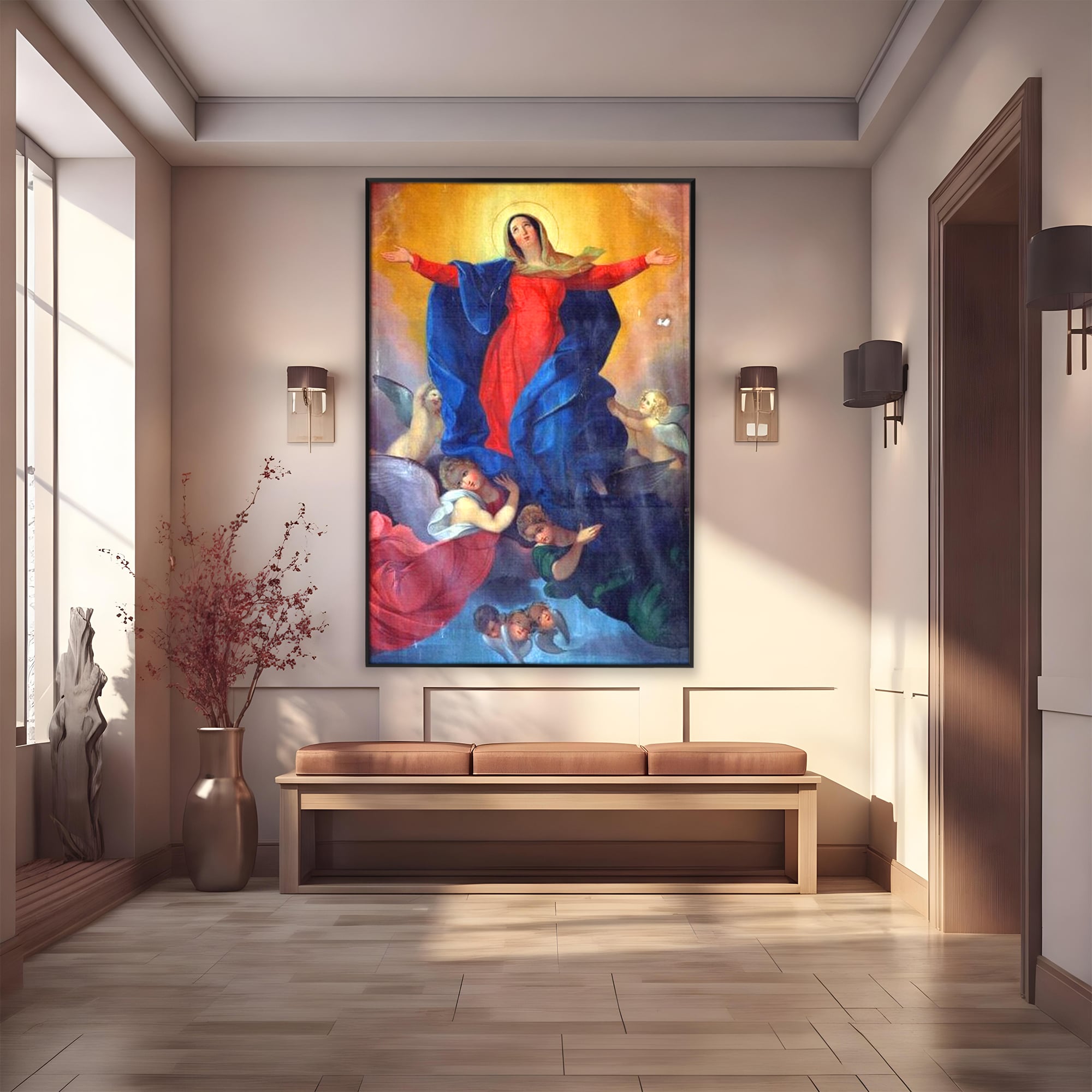 Tablou Canvas Premium LuxCanva® H1021 Armonie Celesta , Ingeri, Fecioara, Inaltare, Divina, Frumusete, Protectie, Speranta, Dans, Living, Dormitor