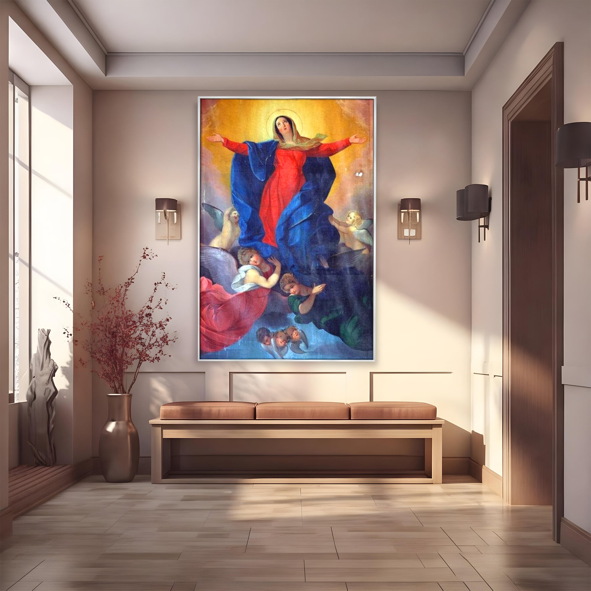 Tablou Canvas Premium LuxCanva® H1021 Armonie Celesta , Ingeri, Fecioara, Inaltare, Divina, Frumusete, Protectie, Speranta, Dans, Living, Dormitor