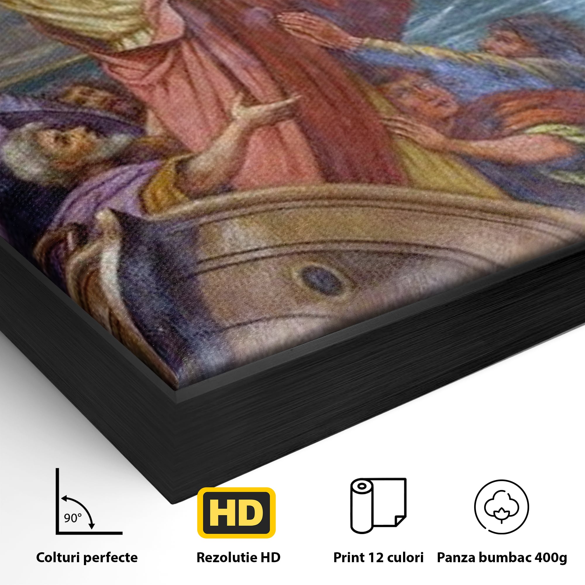 Tablou Canvas Premium LuxCanva® H1022 Mantuitorul pe Ape , Valuri, Iisus, Furtuna, Calauza, Salvare, Biruinta, Rugaciune, Credinta, Living, Dormitor