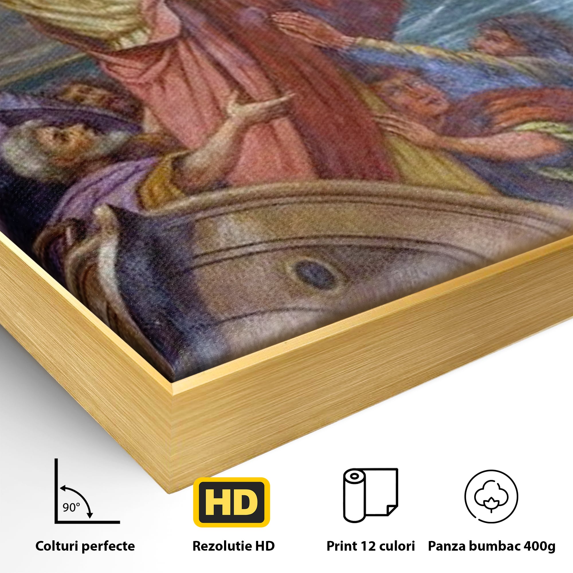 Tablou Canvas Premium LuxCanva® H1022 Mantuitorul pe Ape , Valuri, Iisus, Furtuna, Calauza, Salvare, Biruinta, Rugaciune, Credinta, Living, Dormitor