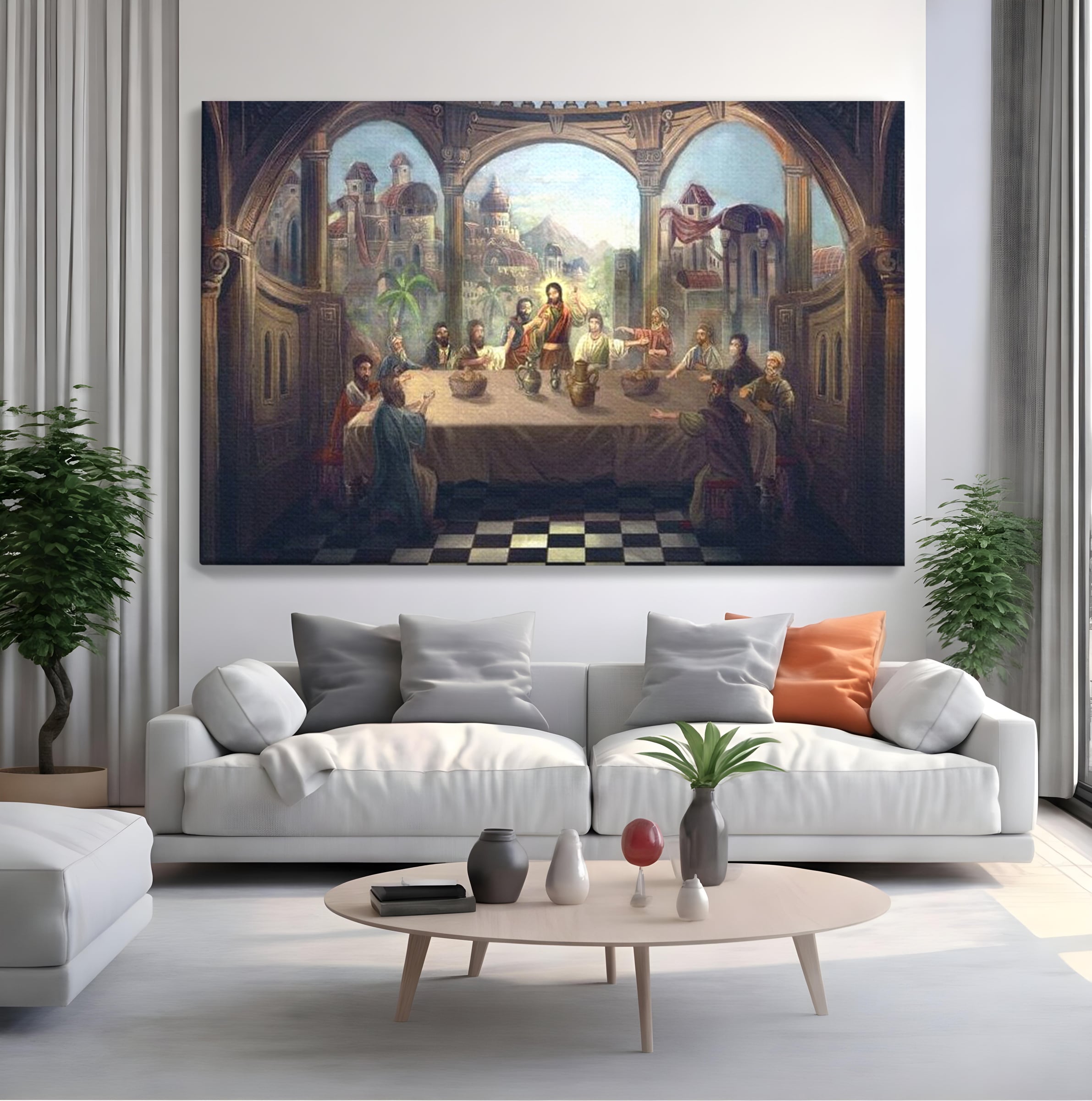 Tablou Canvas Premium LuxCanva® H1023 Cina lui Hristos , Legamant, Iisus, Taina, Iubire, Apostoli, Armonie, Har, Divin, Mantuitor, Living, Dormitor