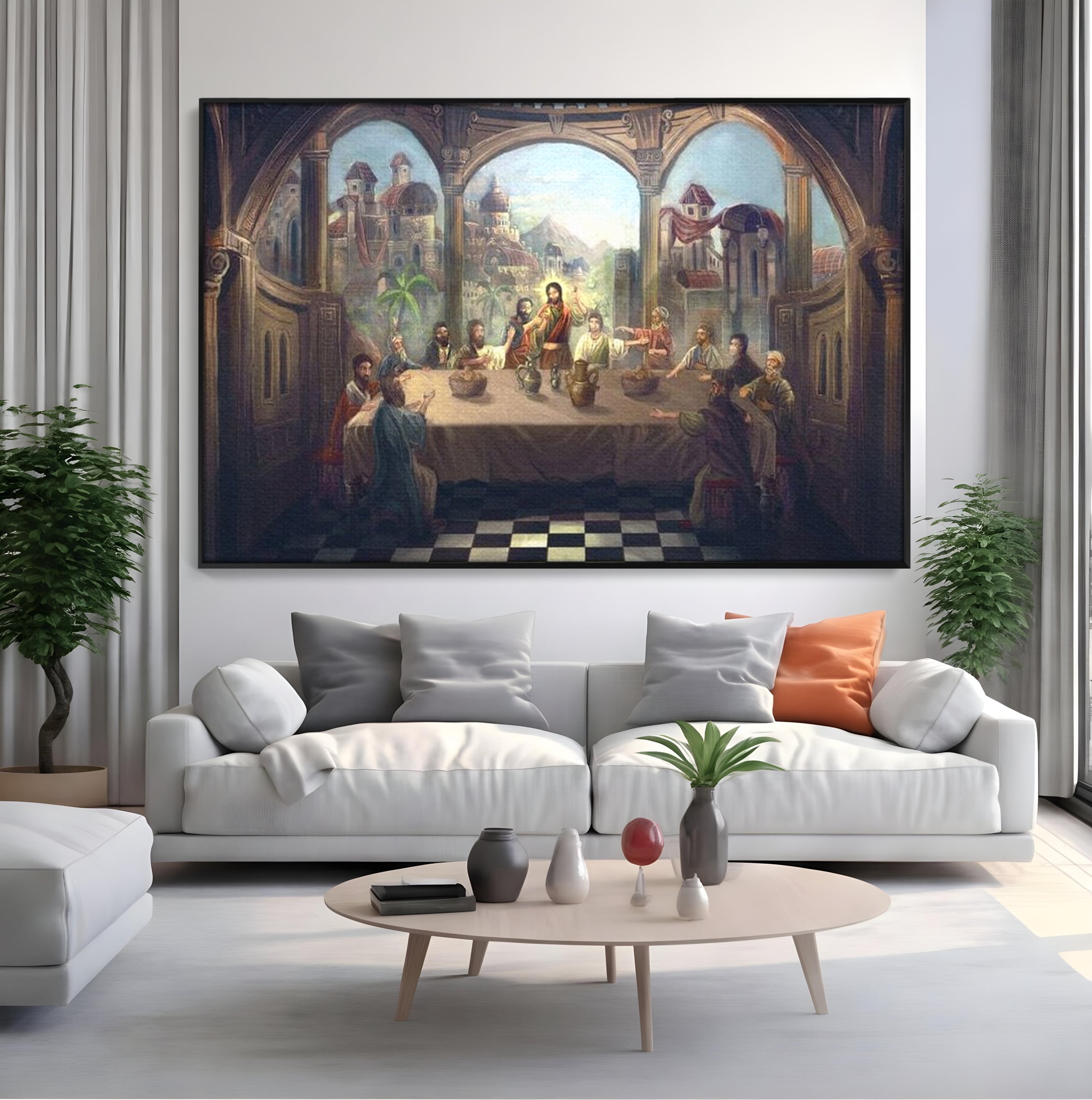 Tablou Canvas Premium LuxCanva® H1023 Cina lui Hristos , Legamant, Iisus, Taina, Iubire, Apostoli, Armonie, Har, Divin, Mantuitor, Living, Dormitor