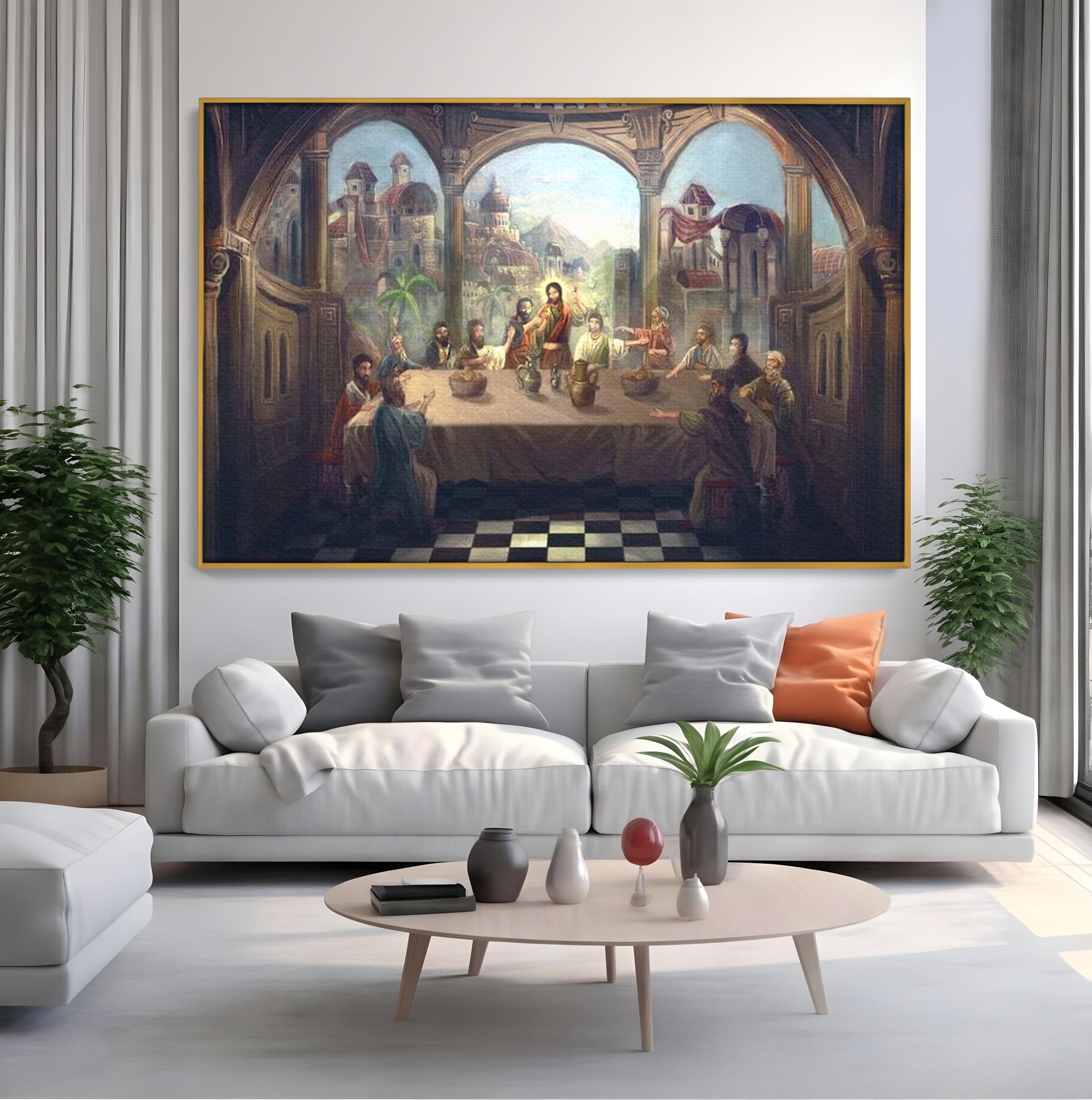 Tablou Canvas Premium LuxCanva® H1023 Cina lui Hristos , Legamant, Iisus, Taina, Iubire, Apostoli, Armonie, Har, Divin, Mantuitor, Living, Dormitor