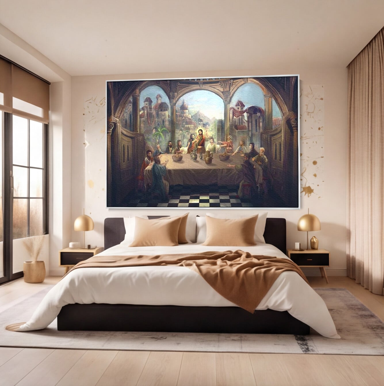 Tablou Canvas Premium LuxCanva® H1023 Cina lui Hristos , Legamant, Iisus, Taina, Iubire, Apostoli, Armonie, Har, Divin, Mantuitor, Living, Dormitor