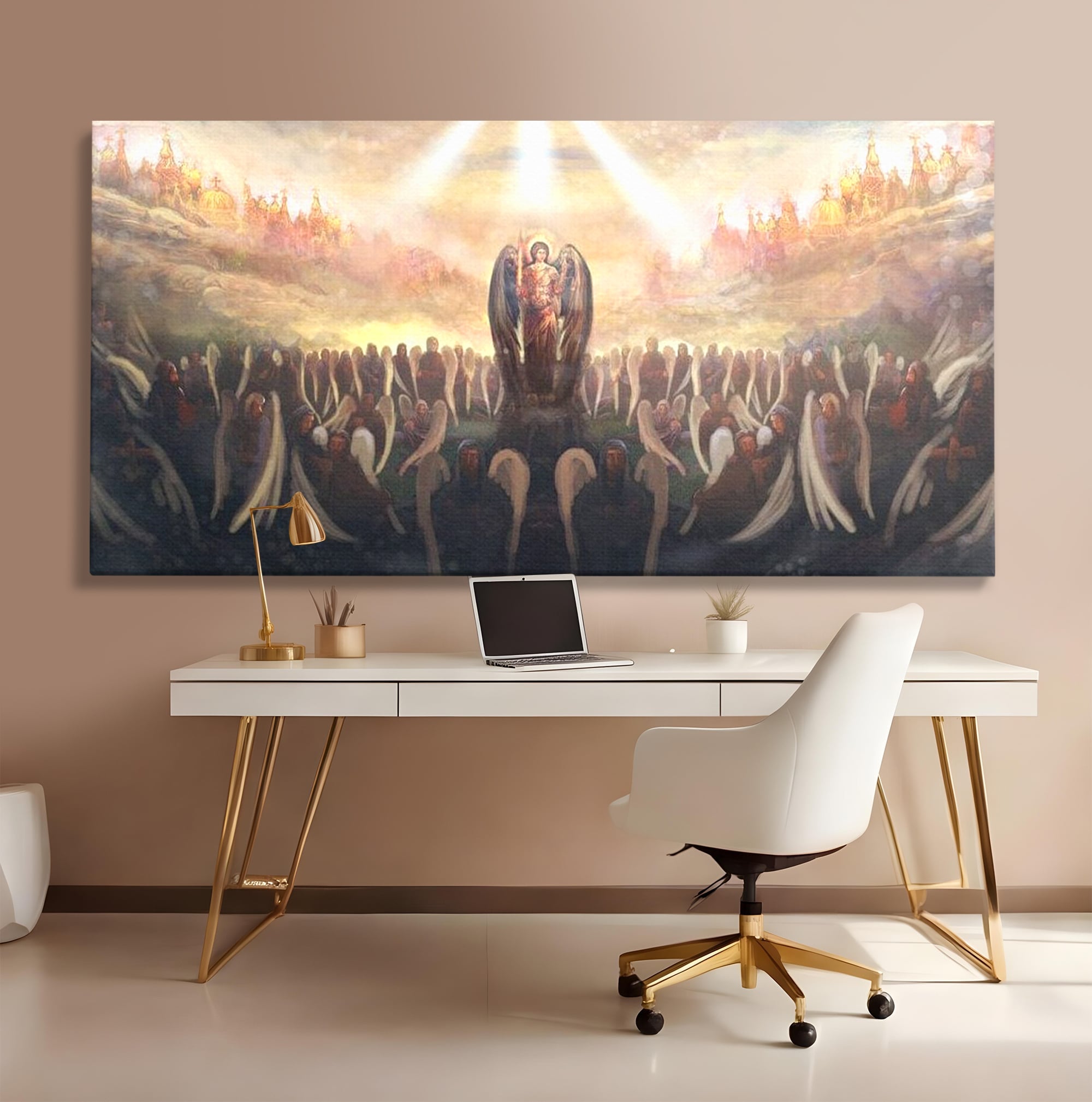 Leinwandbilder Leinwandbilder Premium LuxCanva® H1025 Himmlische Heerscharen, Engel, Himmel, Himmel, Licht, Licht, Flut, Göttlich, Kraft, Segen, Seligkeit, Wohnen, Schlafzimmer