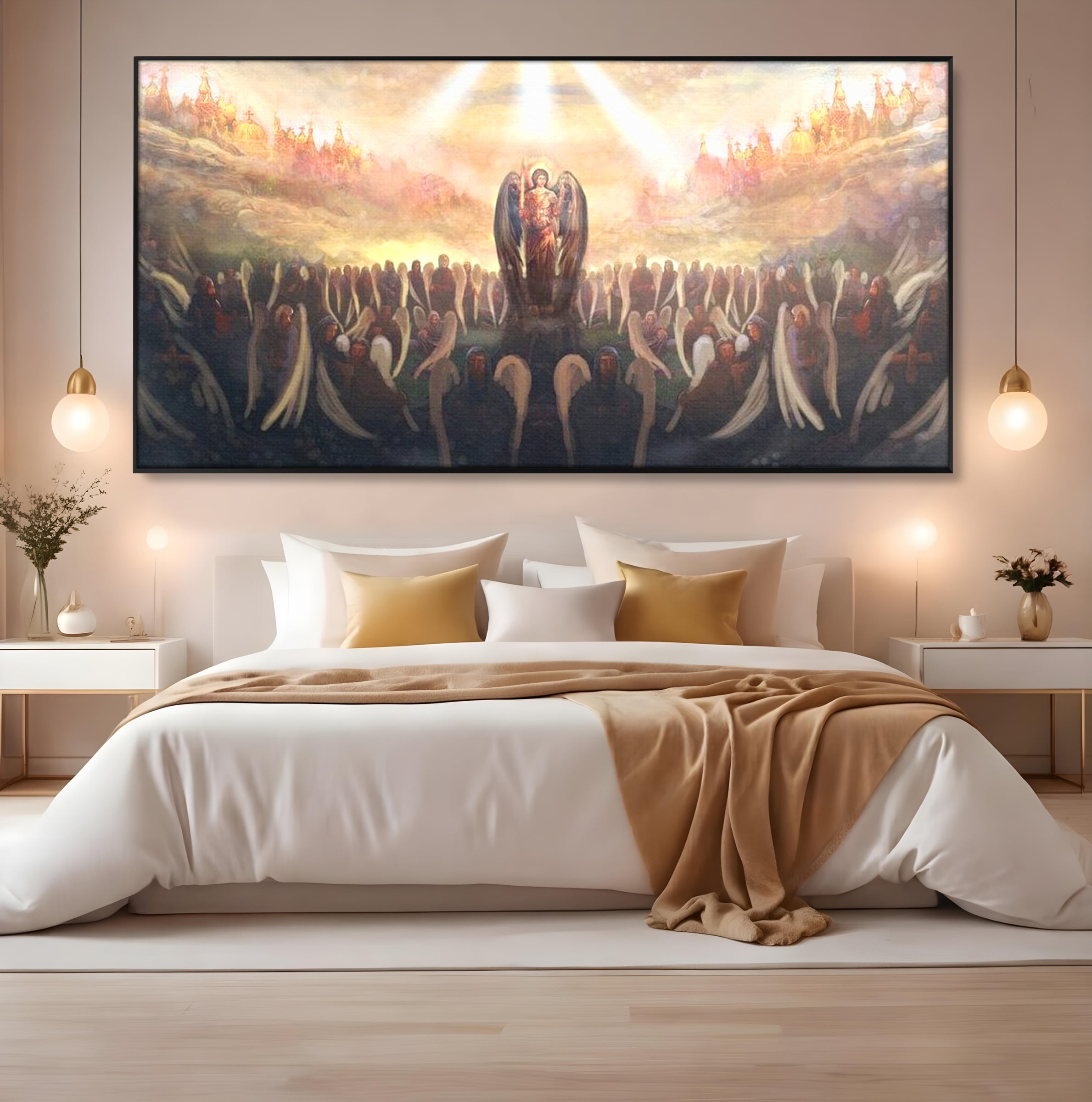 Leinwandbilder Leinwandbilder Premium LuxCanva® H1025 Himmlische Heerscharen, Engel, Himmel, Himmel, Licht, Licht, Flut, Göttlich, Kraft, Segen, Seligkeit, Wohnen, Schlafzimmer