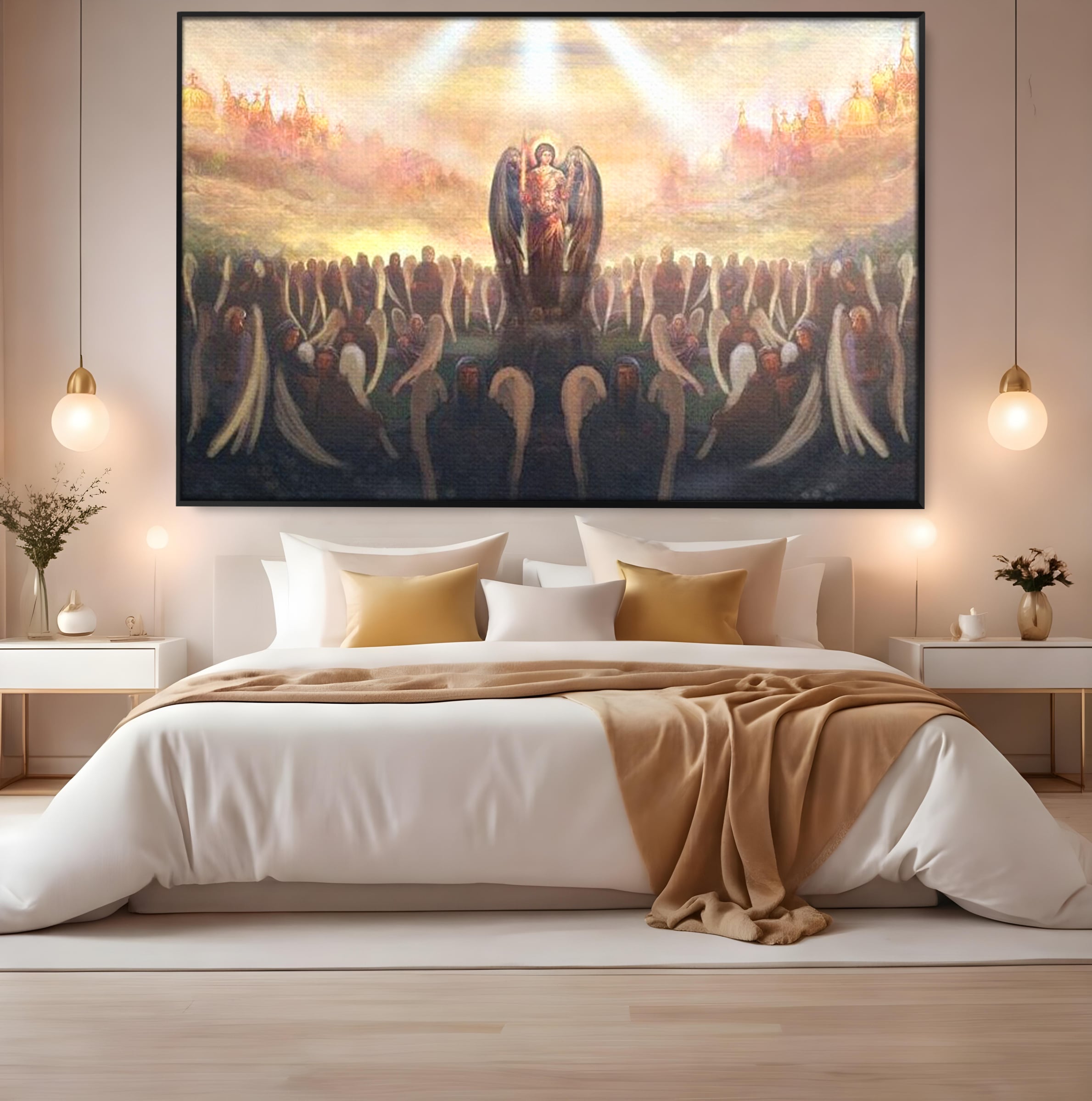 Leinwandbilder Leinwandbilder Premium LuxCanva® H1025 Himmlische Heerscharen, Engel, Himmel, Himmel, Licht, Licht, Flut, Göttlich, Kraft, Segen, Seligkeit, Wohnen, Schlafzimmer
