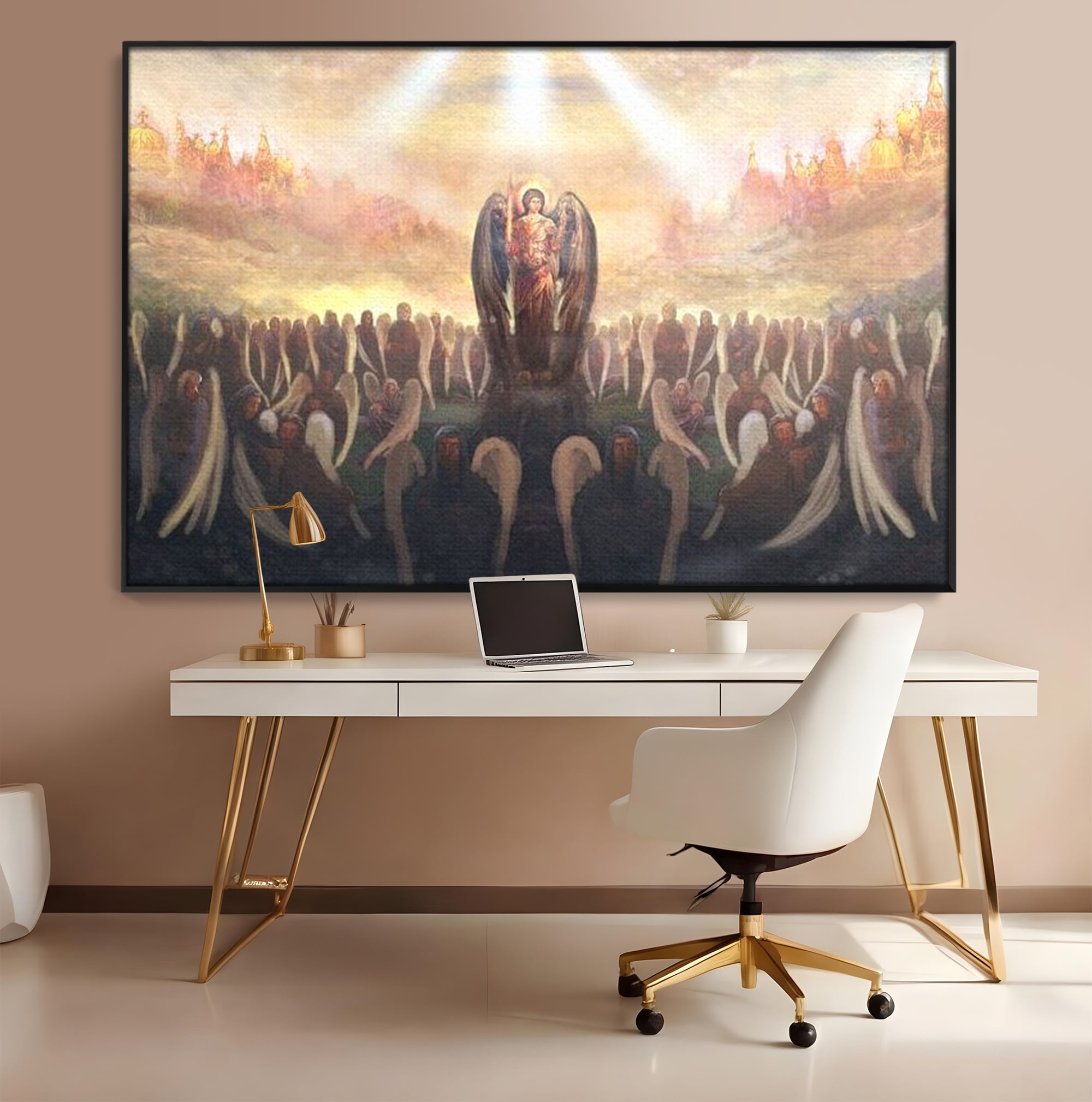 Leinwandbilder Leinwandbilder Premium LuxCanva® H1025 Himmlische Heerscharen, Engel, Himmel, Himmel, Licht, Licht, Flut, Göttlich, Kraft, Segen, Seligkeit, Wohnen, Schlafzimmer