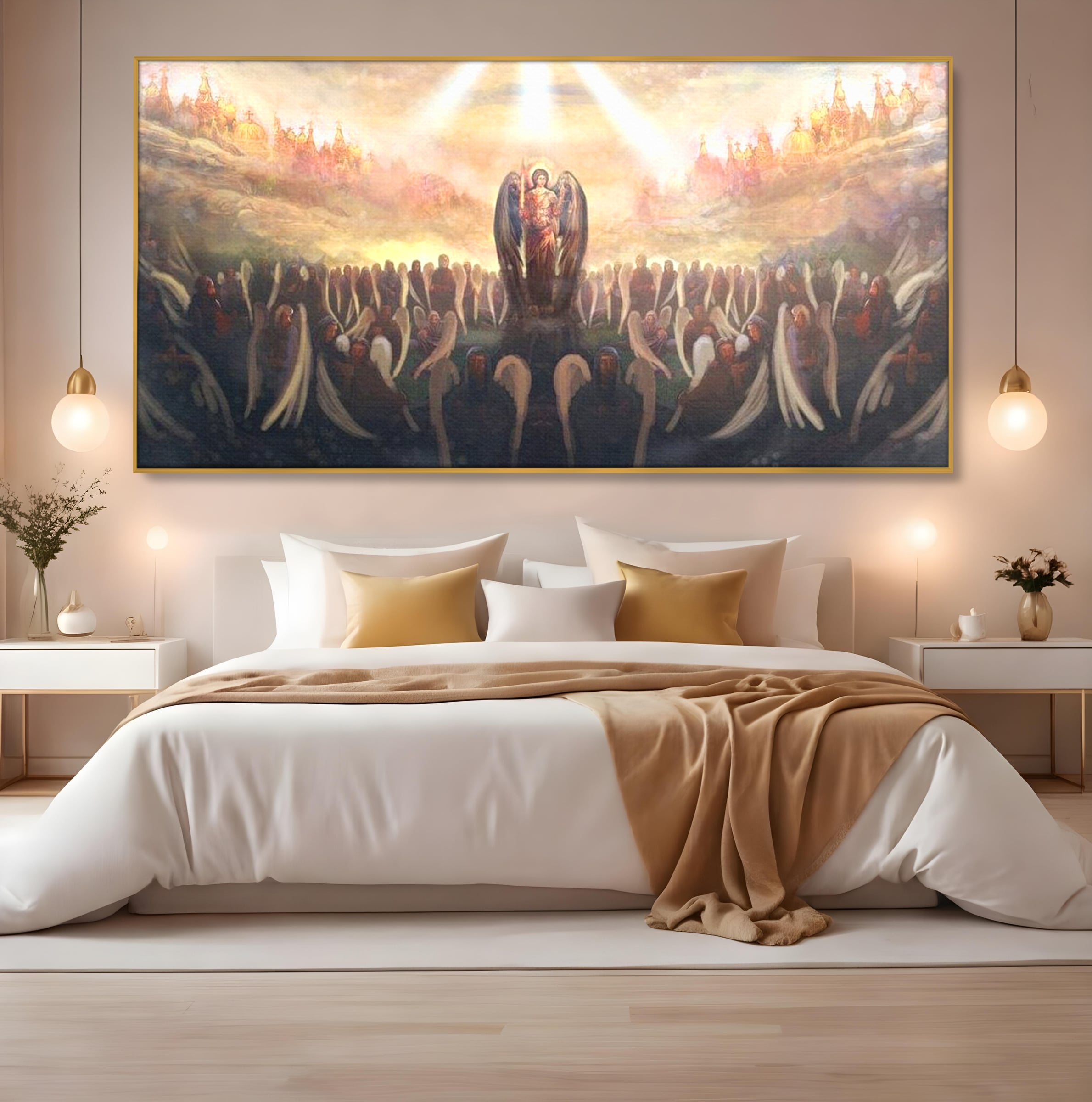 Leinwandbilder Leinwandbilder Premium LuxCanva® H1025 Himmlische Heerscharen, Engel, Himmel, Himmel, Licht, Licht, Flut, Göttlich, Kraft, Segen, Seligkeit, Wohnen, Schlafzimmer