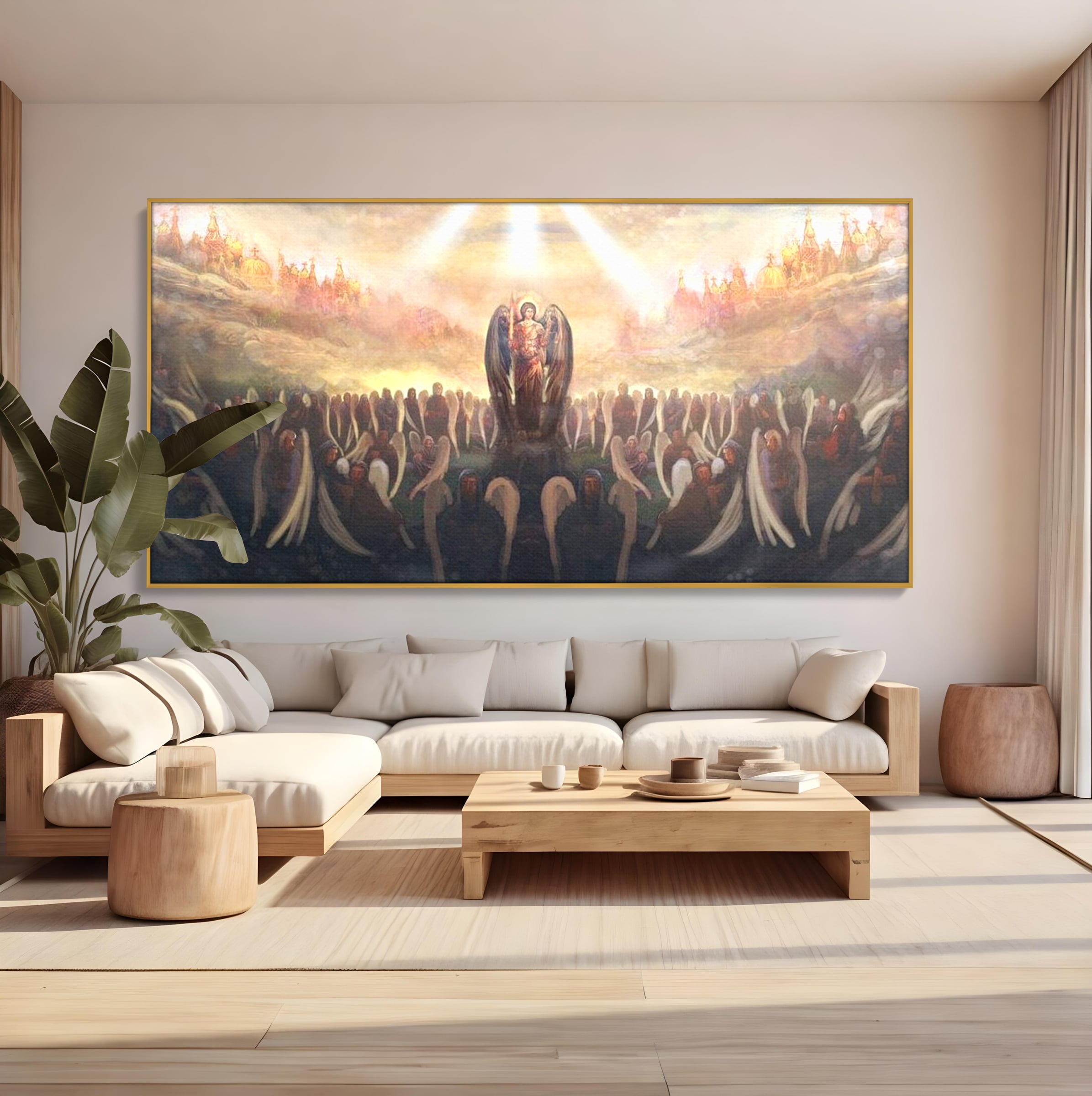 Leinwandbilder Leinwandbilder Premium LuxCanva® H1025 Himmlische Heerscharen, Engel, Himmel, Himmel, Licht, Licht, Flut, Göttlich, Kraft, Segen, Seligkeit, Wohnen, Schlafzimmer