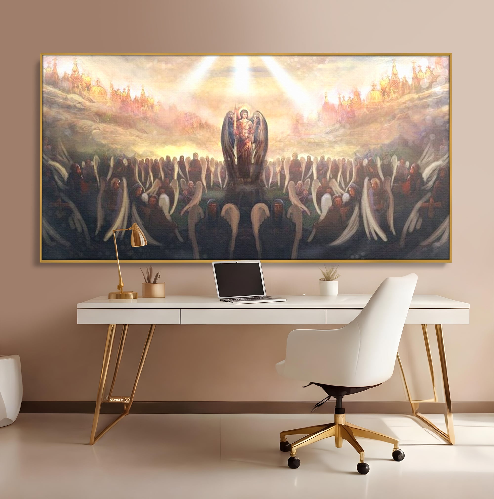 Leinwandbilder Leinwandbilder Premium LuxCanva® H1025 Himmlische Heerscharen, Engel, Himmel, Himmel, Licht, Licht, Flut, Göttlich, Kraft, Segen, Seligkeit, Wohnen, Schlafzimmer