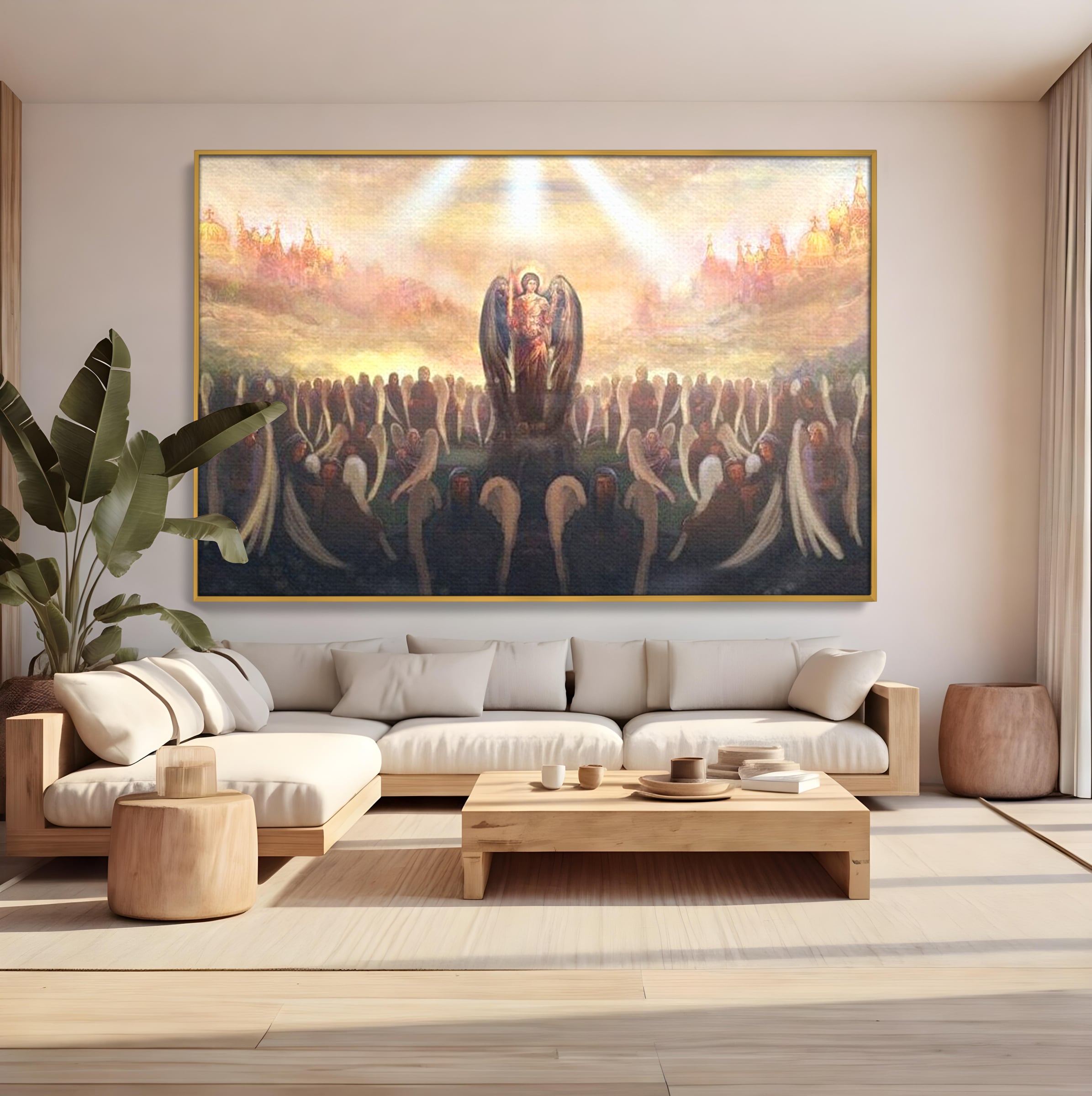 Leinwandbilder Leinwandbilder Premium LuxCanva® H1025 Himmlische Heerscharen, Engel, Himmel, Himmel, Licht, Licht, Flut, Göttlich, Kraft, Segen, Seligkeit, Wohnen, Schlafzimmer