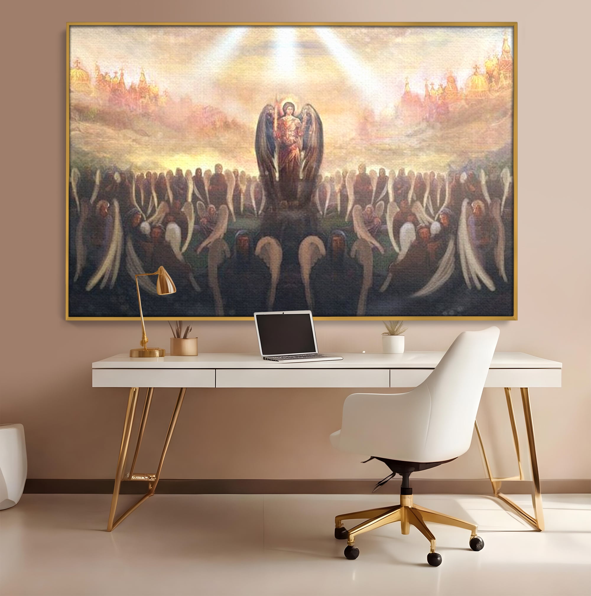 Leinwandbilder Leinwandbilder Premium LuxCanva® H1025 Himmlische Heerscharen, Engel, Himmel, Himmel, Licht, Licht, Flut, Göttlich, Kraft, Segen, Seligkeit, Wohnen, Schlafzimmer