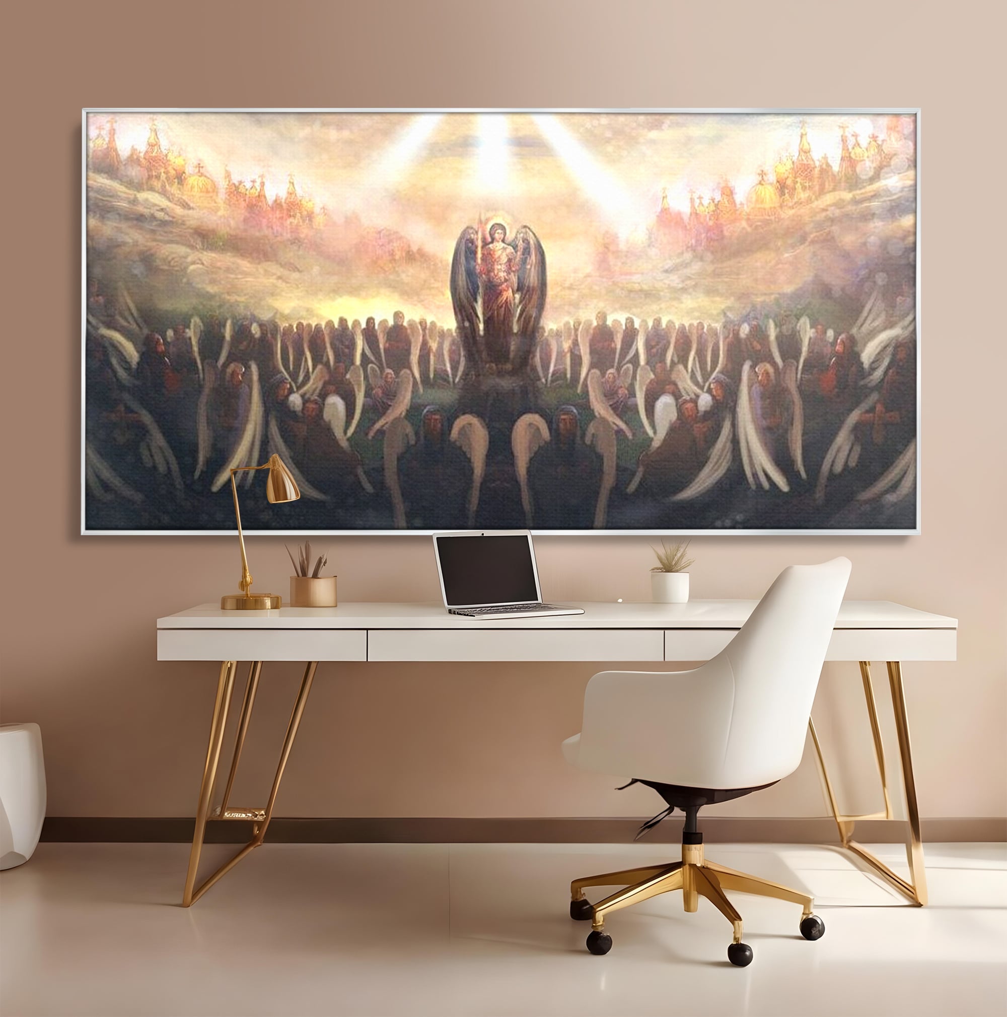 Leinwandbilder Leinwandbilder Premium LuxCanva® H1025 Himmlische Heerscharen, Engel, Himmel, Himmel, Licht, Licht, Flut, Göttlich, Kraft, Segen, Seligkeit, Wohnen, Schlafzimmer