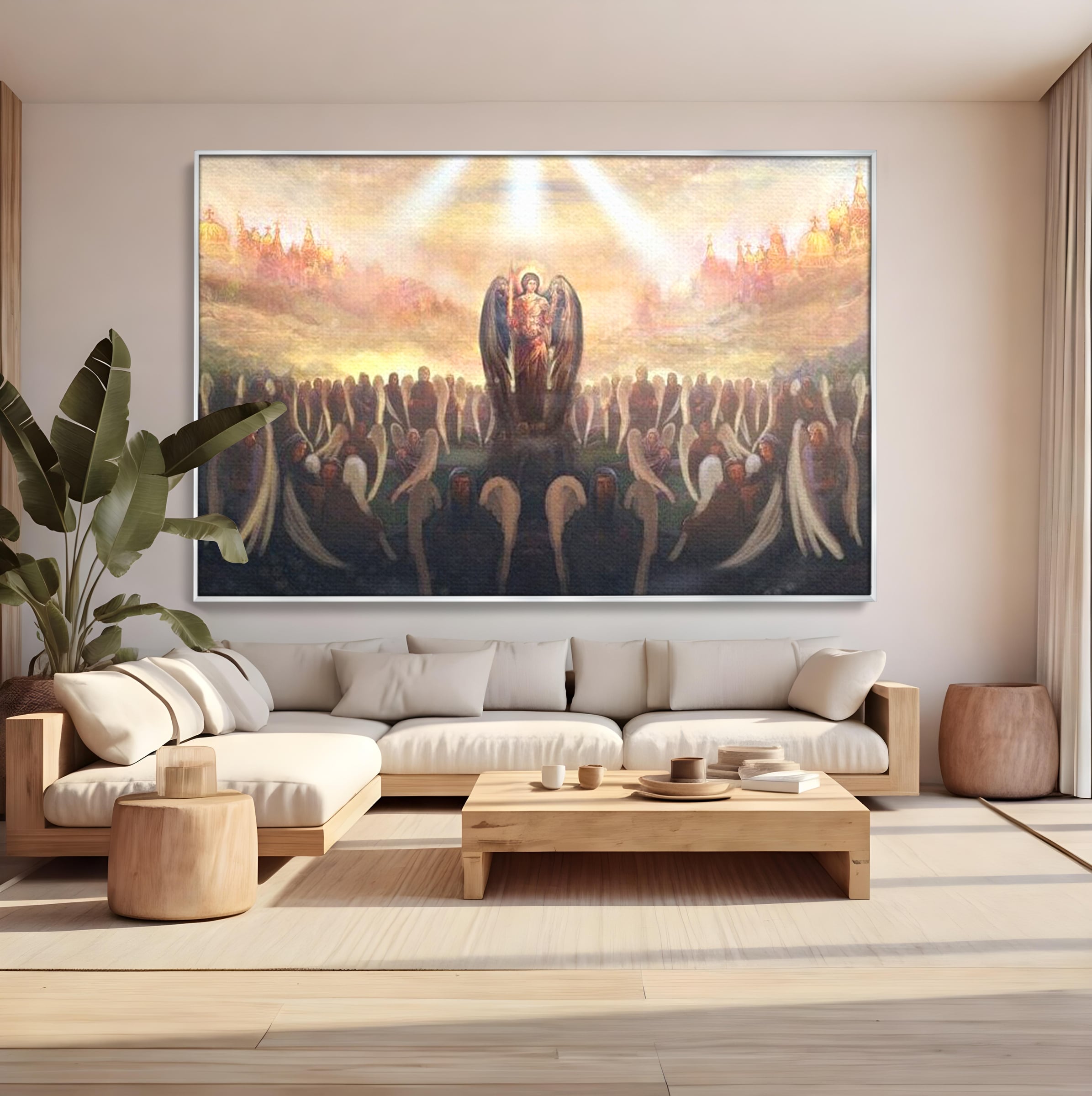 Leinwandbilder Leinwandbilder Premium LuxCanva® H1025 Himmlische Heerscharen, Engel, Himmel, Himmel, Licht, Licht, Flut, Göttlich, Kraft, Segen, Seligkeit, Wohnen, Schlafzimmer