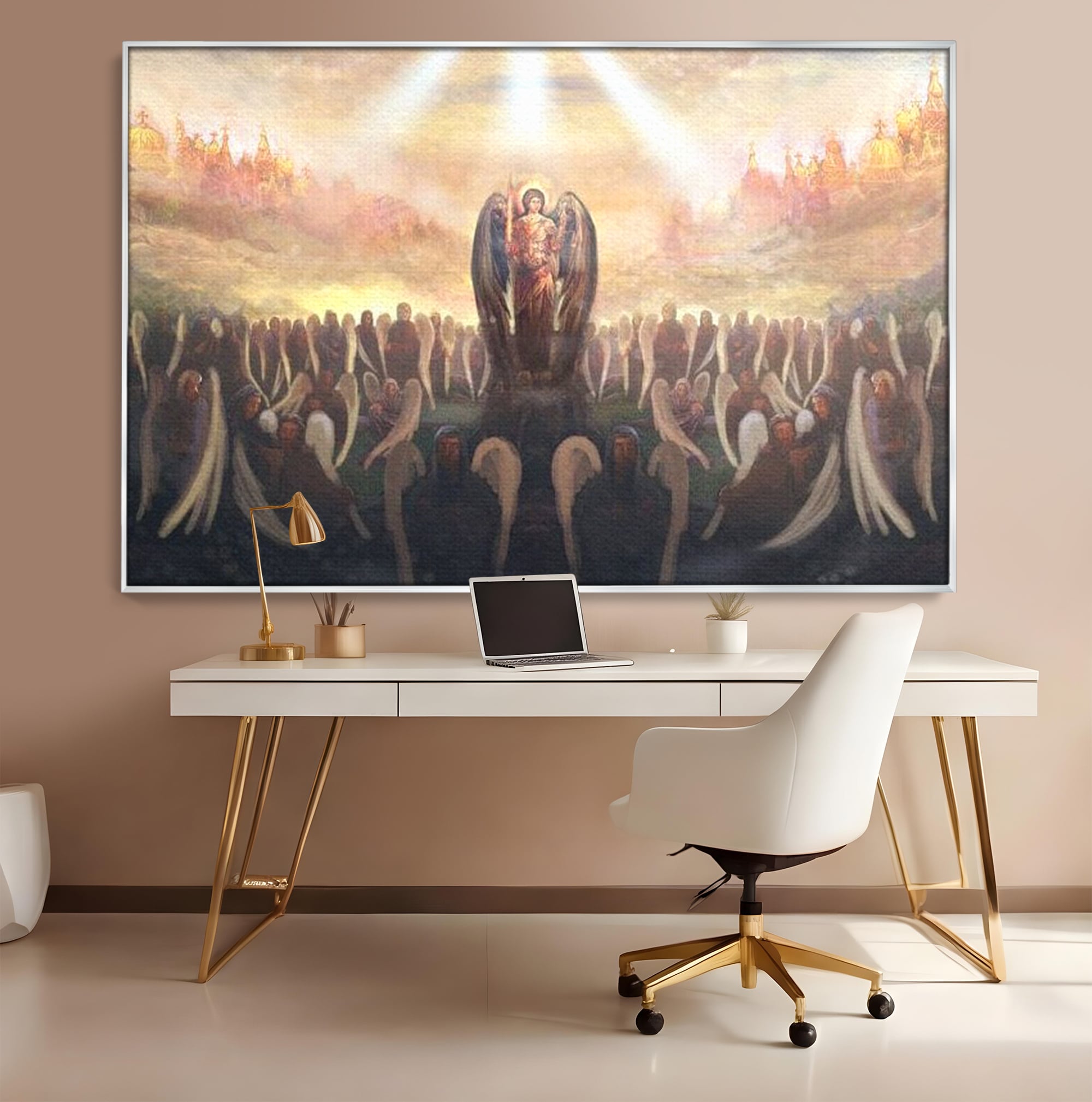 Leinwandbilder Leinwandbilder Premium LuxCanva® H1025 Himmlische Heerscharen, Engel, Himmel, Himmel, Licht, Licht, Flut, Göttlich, Kraft, Segen, Seligkeit, Wohnen, Schlafzimmer