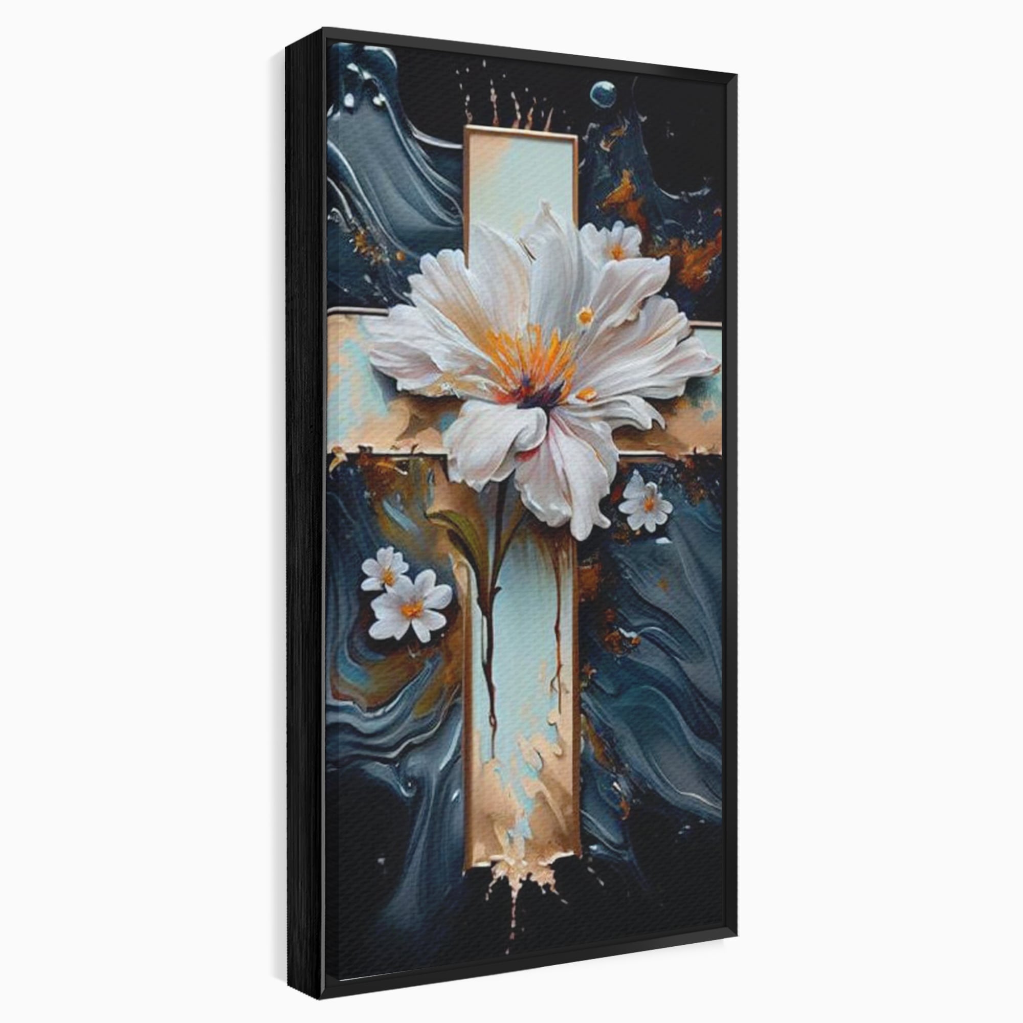Tablou Canvas Premium LuxCanva® H1026 Crucea cu Flori ,  Flori, Cruce, Delicatete, Gingasie, Speranta, Puritate, Univers, Cale, Living, Dormitor