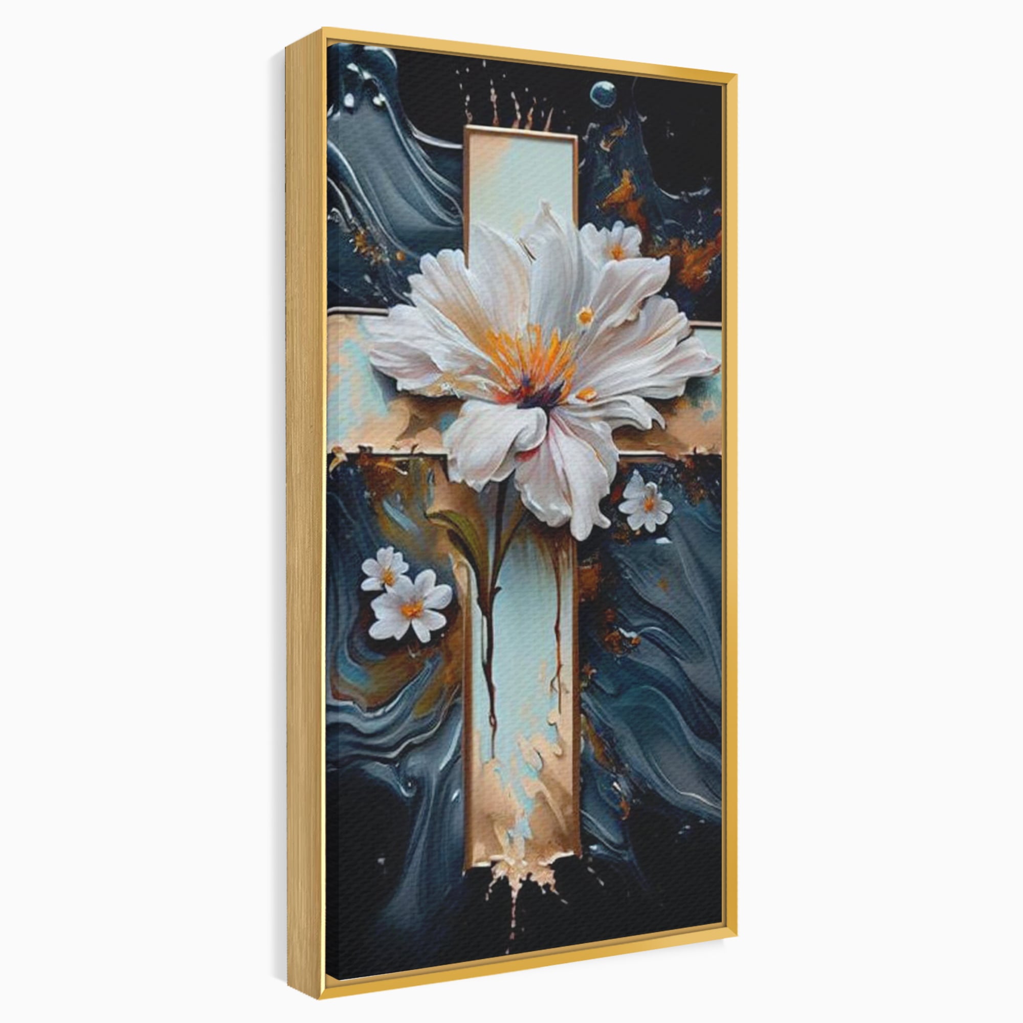 Tablou Canvas Premium LuxCanva® H1026 Crucea cu Flori ,  Flori, Cruce, Delicatete, Gingasie, Speranta, Puritate, Univers, Cale, Living, Dormitor