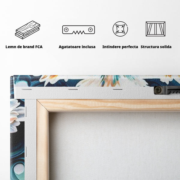 Tablou Canvas Premium LuxCanva® H1028 Puterea Crucii din Flori , Maiestrie, Arta, Cruce, Flori, Credinta, Inspiratie, Pace, Suflet, Armonie, Living