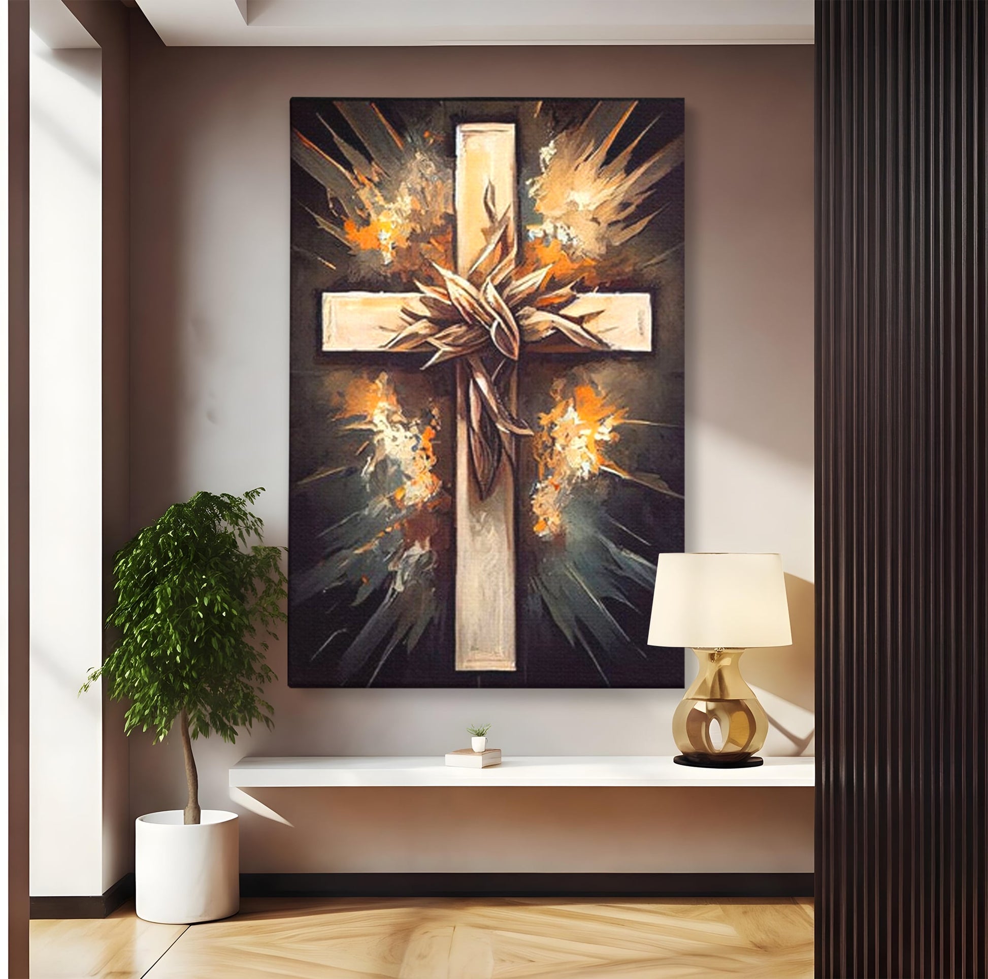 Tablou Canvas Premium LuxCanva® H1029 Ecoul Sacru al Jerfei , Coroana, Spini, Sacrificiu, Divin, Mantuire, Biblic, Jertfa, Cruce, Living, Dormitor