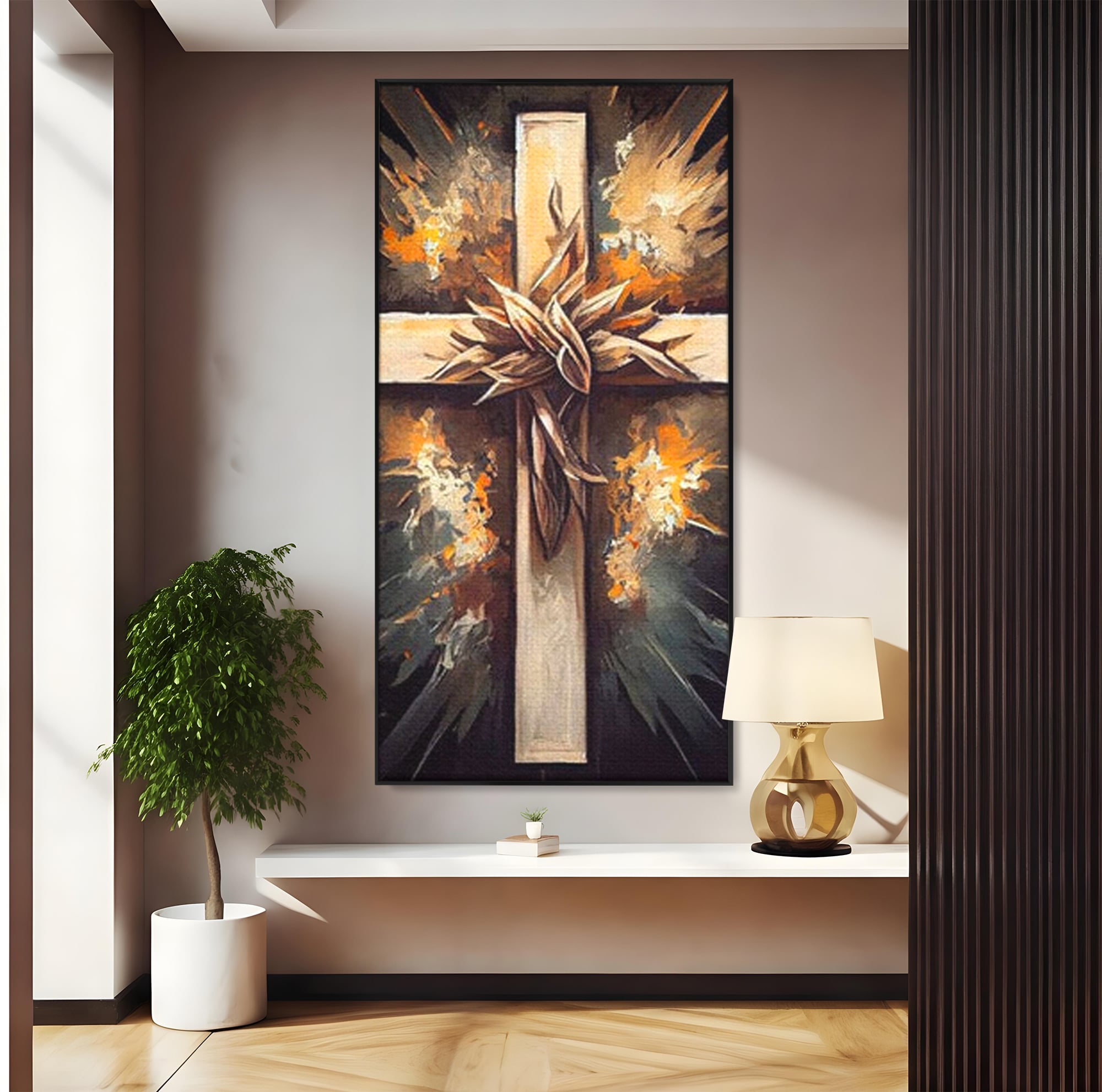 Tablou Canvas Premium LuxCanva® H1029 Ecoul Sacru al Jerfei , Coroana, Spini, Sacrificiu, Divin, Mantuire, Biblic, Jertfa, Cruce, Living, Dormitor