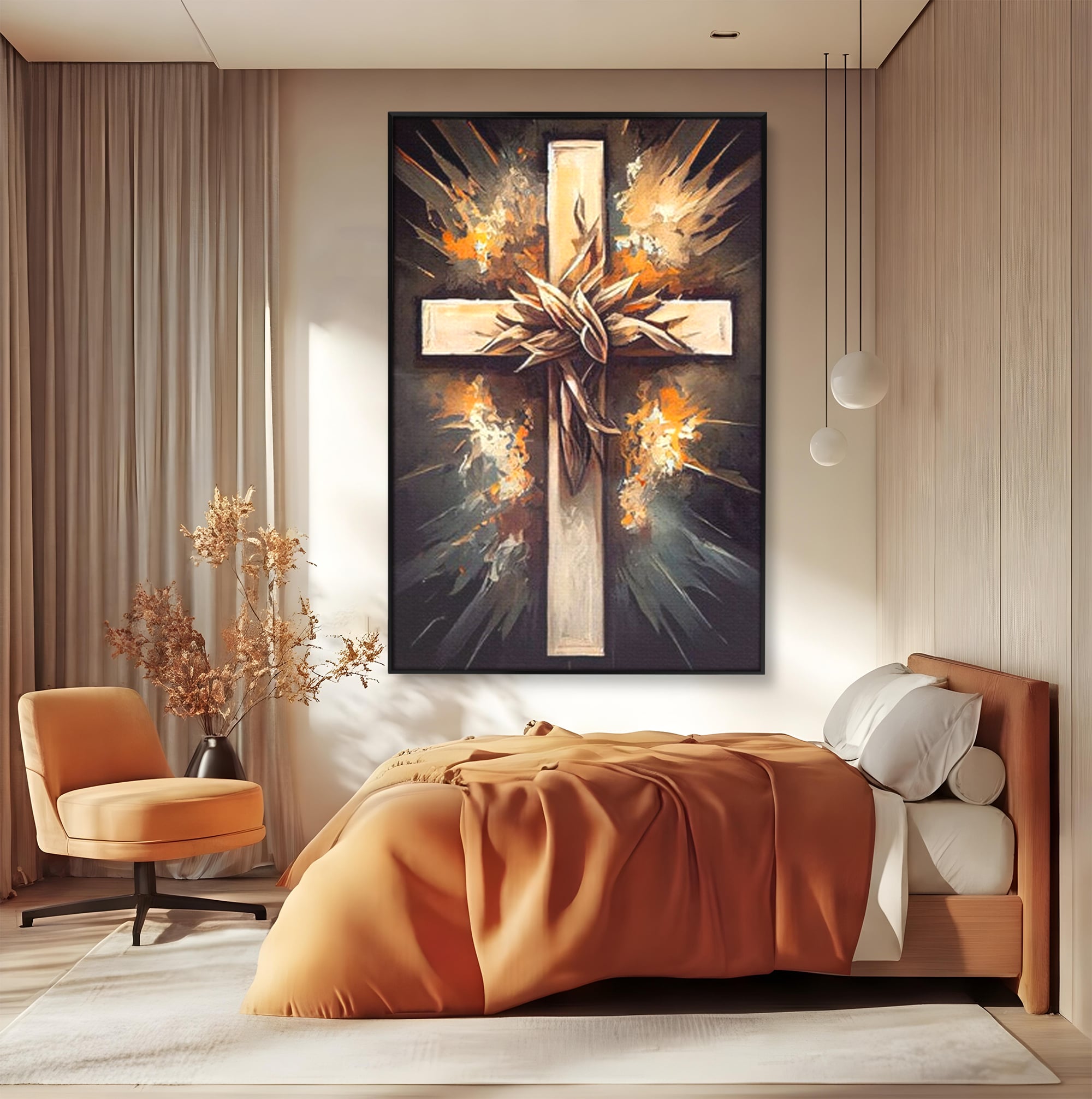 Tablou Canvas Premium LuxCanva® H1029 Ecoul Sacru al Jerfei , Coroana, Spini, Sacrificiu, Divin, Mantuire, Biblic, Jertfa, Cruce, Living, Dormitor