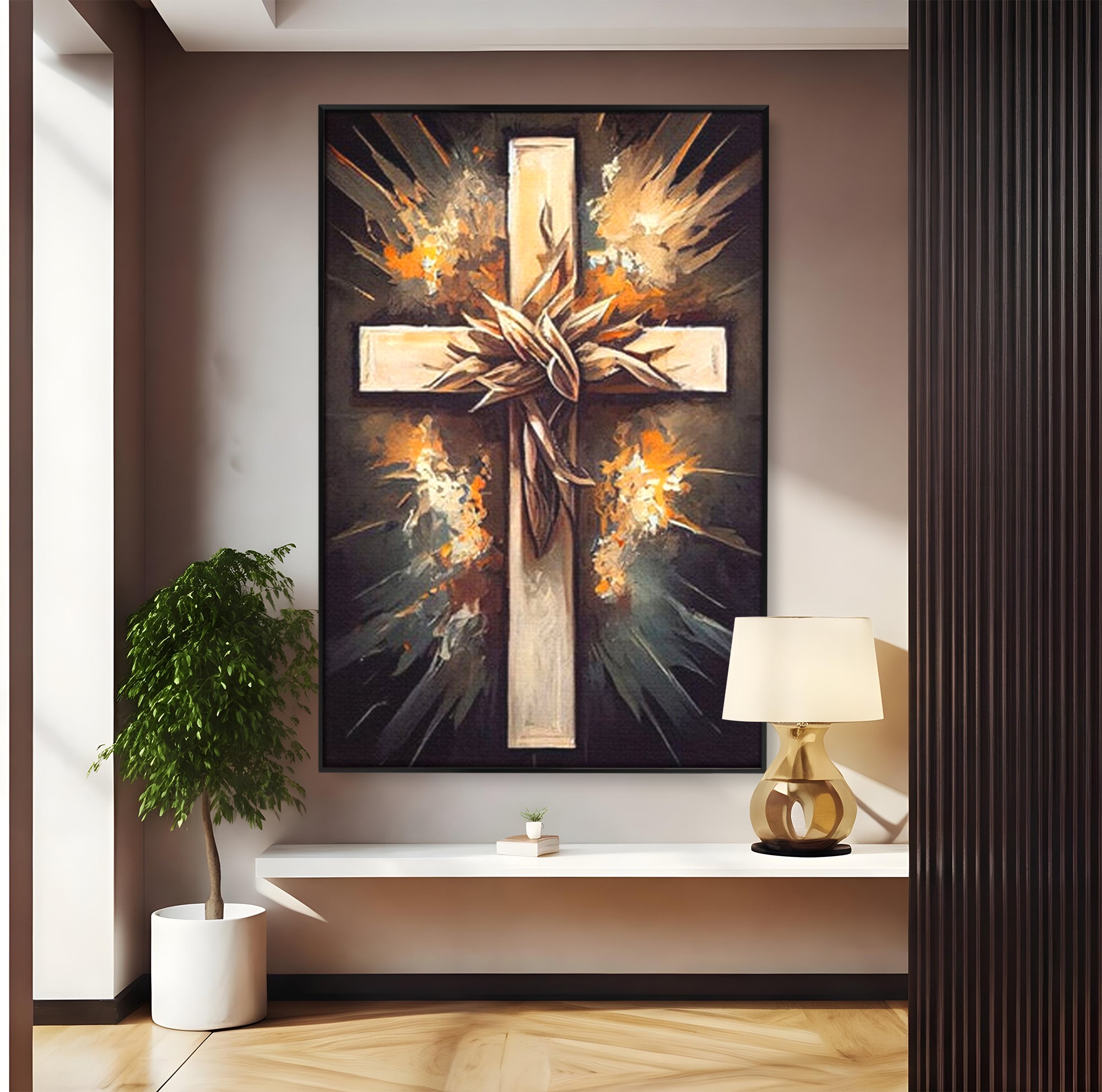 Tablou Canvas Premium LuxCanva® H1029 Ecoul Sacru al Jerfei , Coroana, Spini, Sacrificiu, Divin, Mantuire, Biblic, Jertfa, Cruce, Living, Dormitor