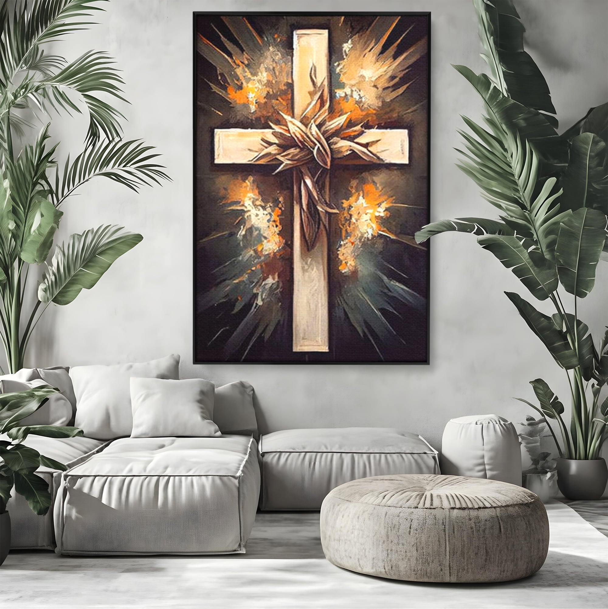 Tablou Canvas Premium LuxCanva® H1029 Ecoul Sacru al Jerfei , Coroana, Spini, Sacrificiu, Divin, Mantuire, Biblic, Jertfa, Cruce, Living, Dormitor