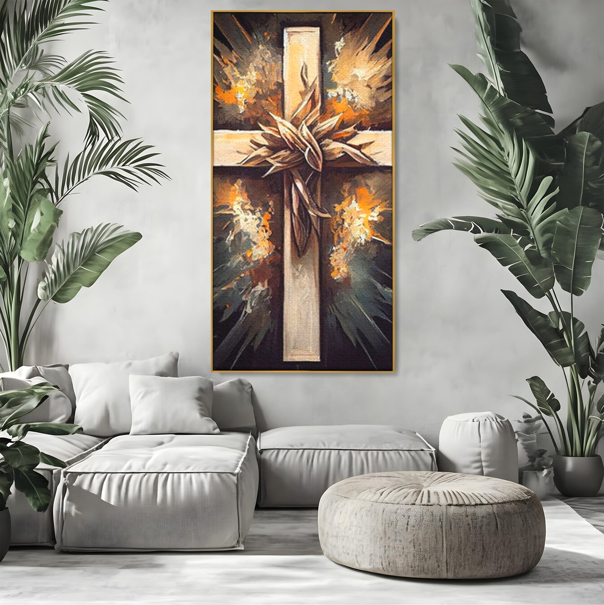 Tablou Canvas Premium LuxCanva® H1029 Ecoul Sacru al Jerfei , Coroana, Spini, Sacrificiu, Divin, Mantuire, Biblic, Jertfa, Cruce, Living, Dormitor
