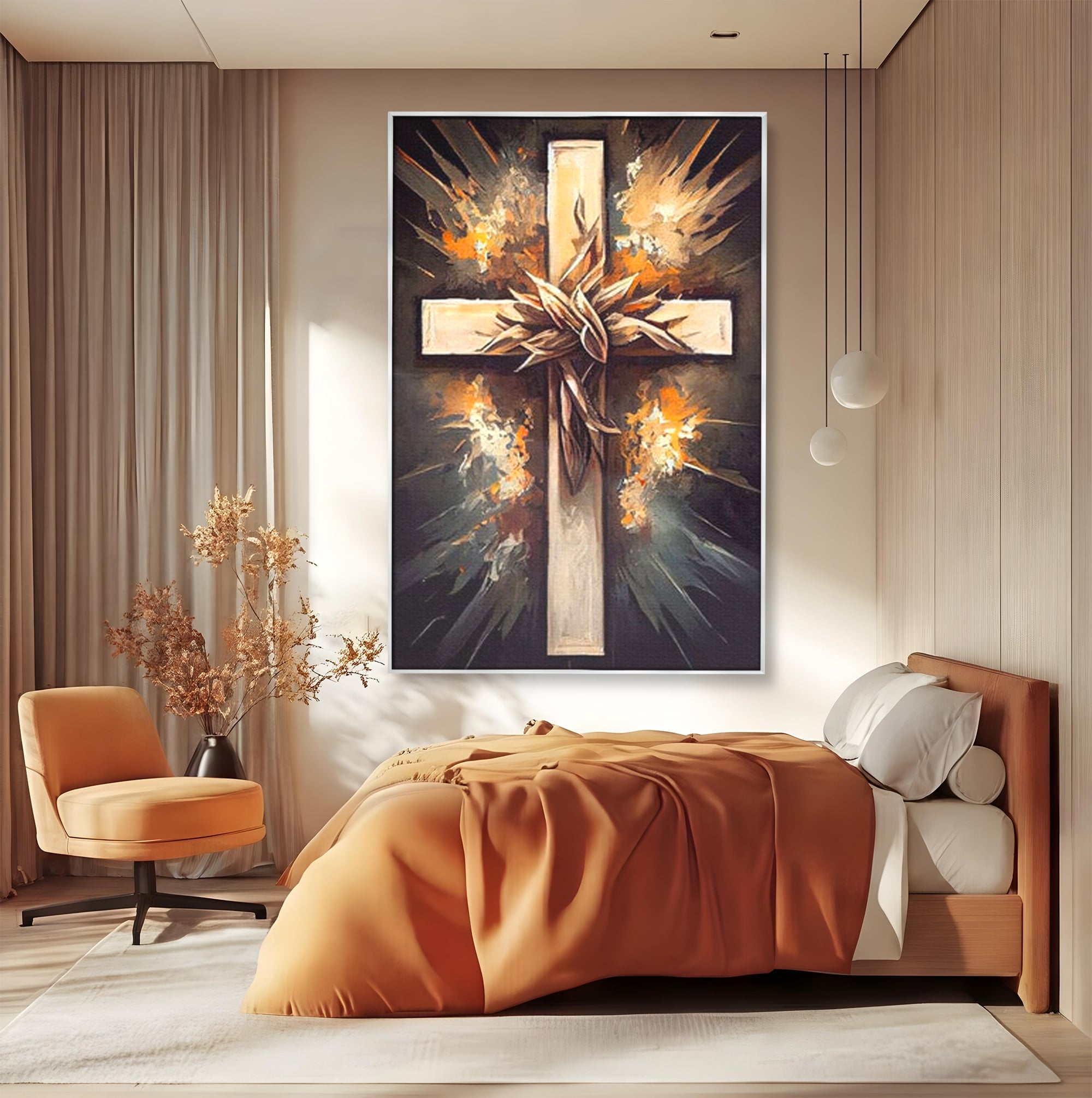 Tablou Canvas Premium LuxCanva® H1029 Ecoul Sacru al Jerfei , Coroana, Spini, Sacrificiu, Divin, Mantuire, Biblic, Jertfa, Cruce, Living, Dormitor