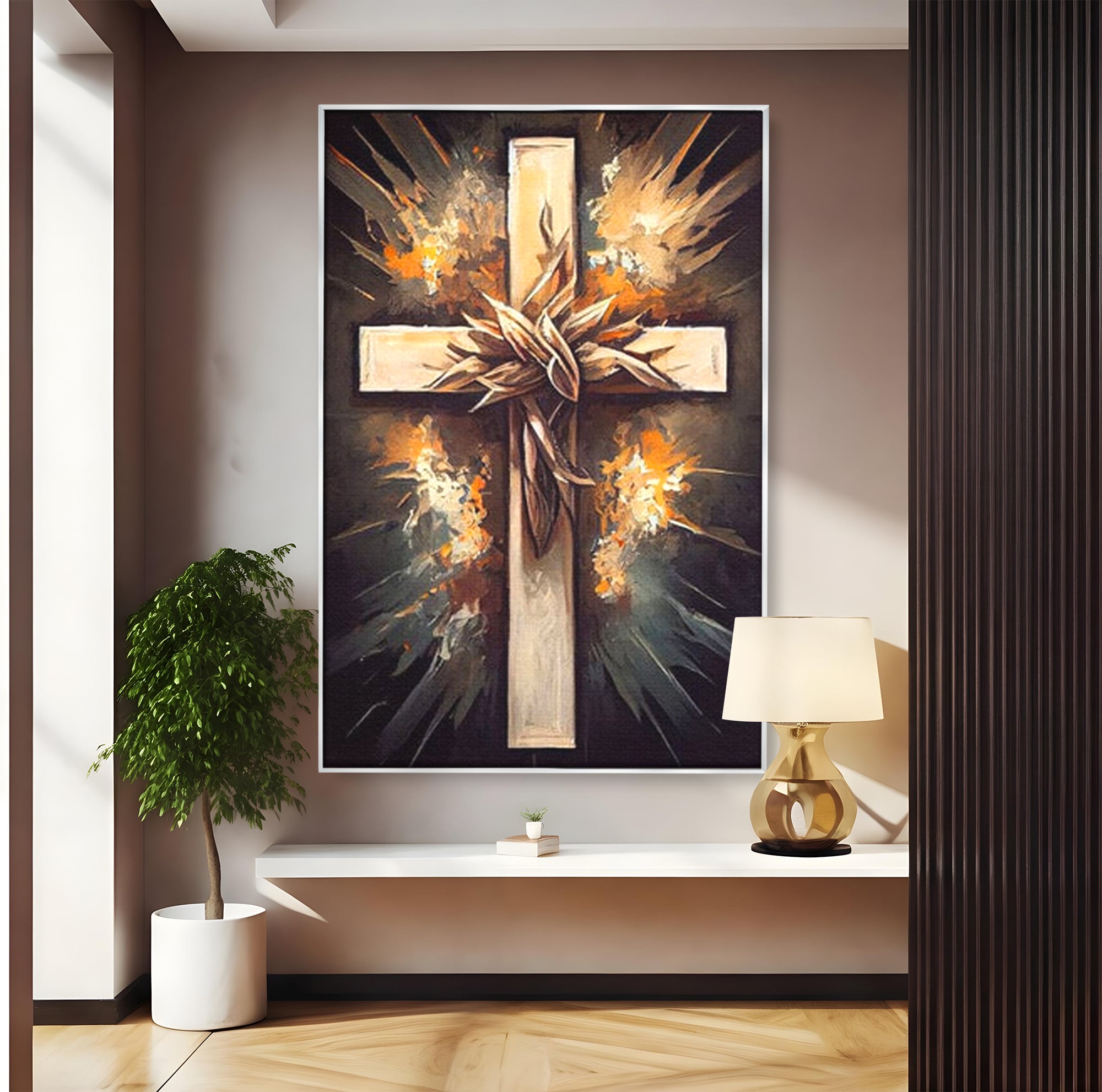 Tablou Canvas Premium LuxCanva® H1029 Ecoul Sacru al Jerfei , Coroana, Spini, Sacrificiu, Divin, Mantuire, Biblic, Jertfa, Cruce, Living, Dormitor