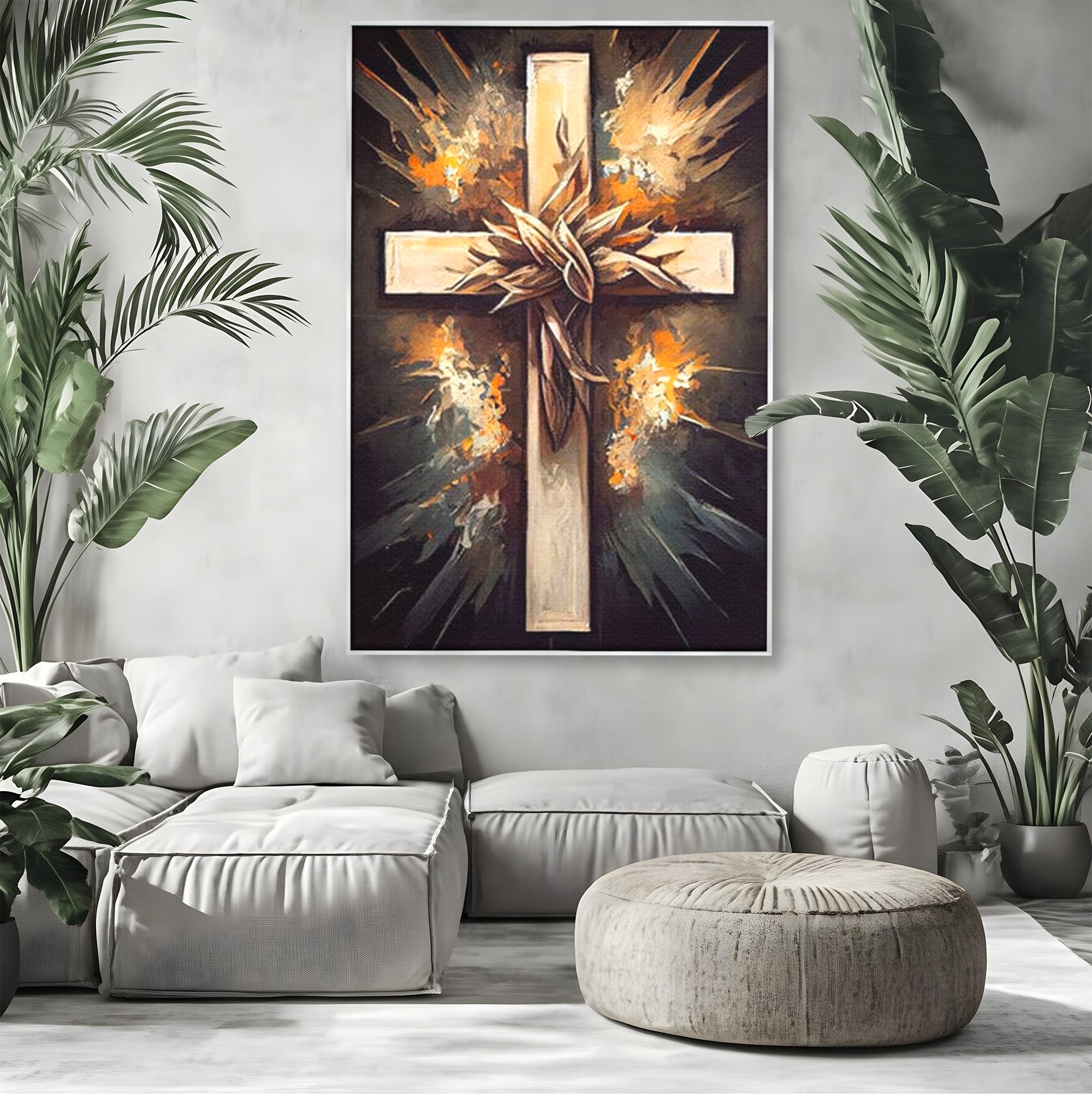 Tablou Canvas Premium LuxCanva® H1029 Ecoul Sacru al Jerfei , Coroana, Spini, Sacrificiu, Divin, Mantuire, Biblic, Jertfa, Cruce, Living, Dormitor