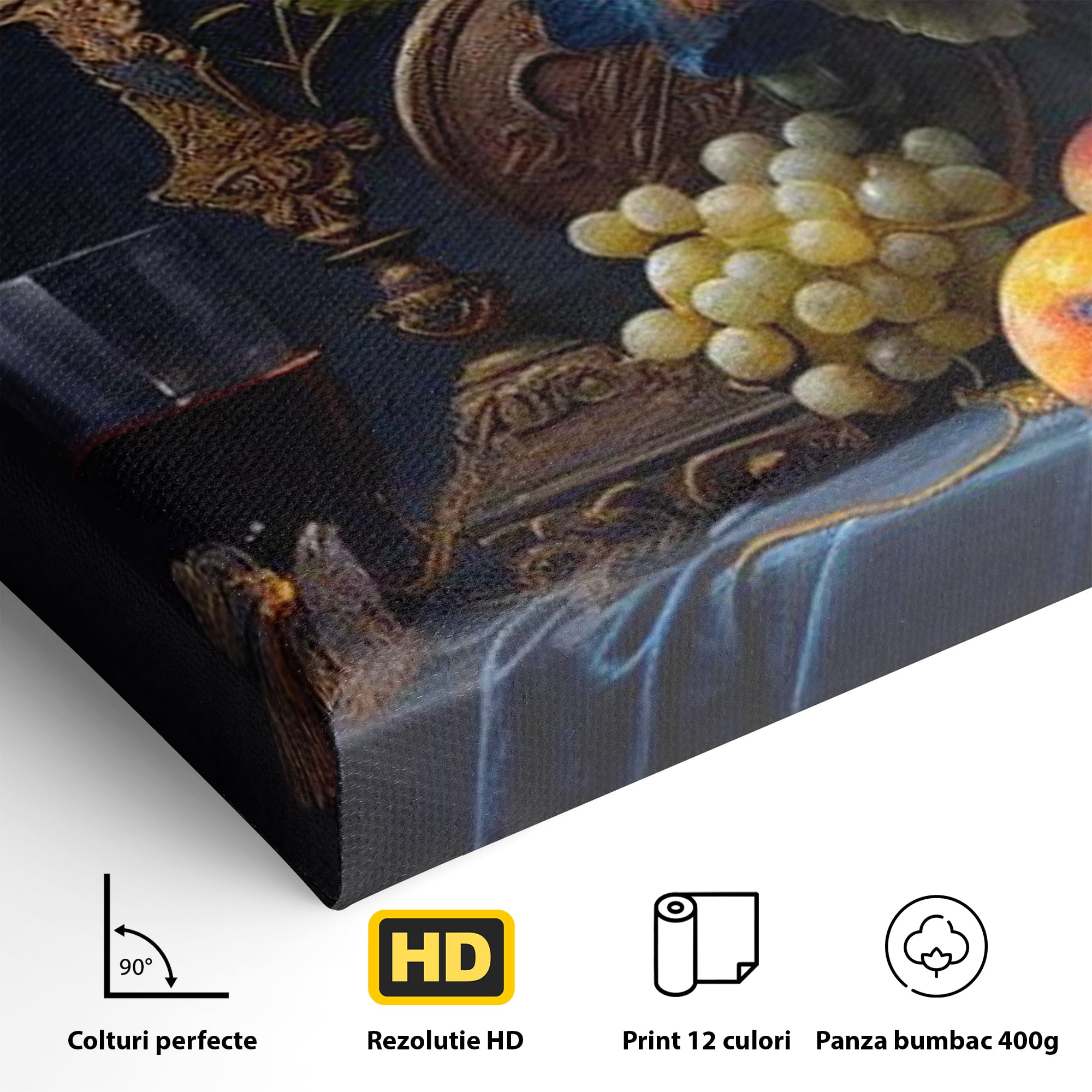 Tablou Canvas Premium LuxCanva® H1030 Natura Statica Sacra , Simboluri, Cruce, Rod, Pamant, Fructe, Vin, Sacru, Lumina, Umbra, Living, Dormitor