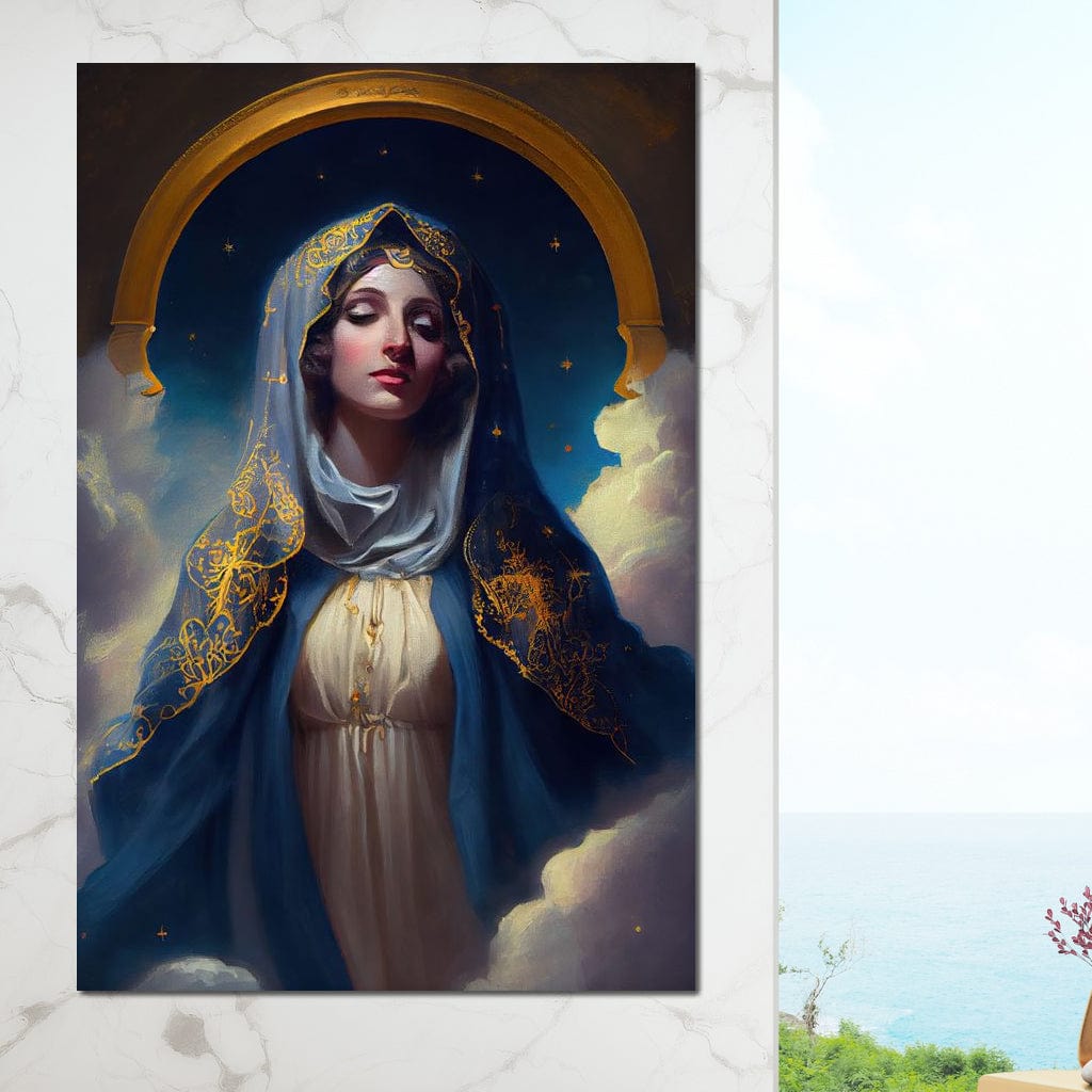 Tablou Canvas Premium LuxCanva® H1031, Divinitate si Gratie, Feciara Maria, Divinitate, Lumina, Credinta, Gratie, Ceresc, Pace Interioara, Spiritualitate, Living, Dormitor