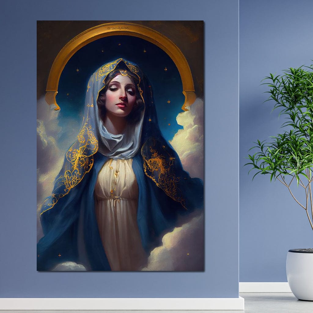 Tablou Canvas Premium LuxCanva® H1031, Divinitate si Gratie, Feciara Maria, Divinitate, Lumina, Credinta, Gratie, Ceresc, Pace Interioara, Spiritualitate, Living, Dormitor