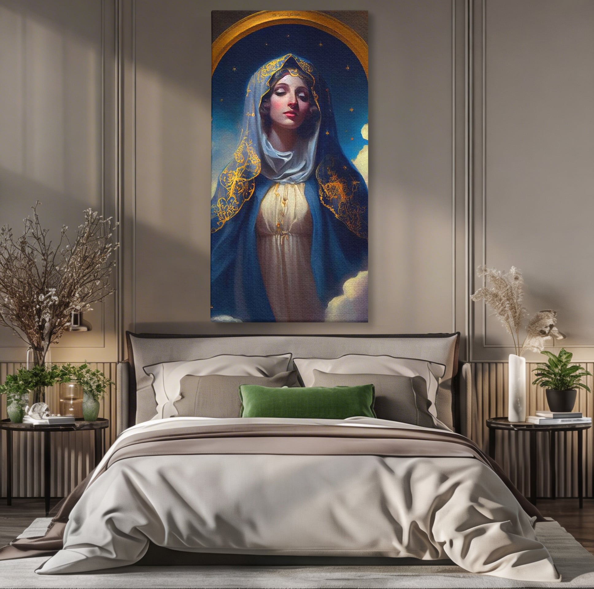 Tablou Canvas Premium LuxCanva® H1031, Divinitate si Gratie, Feciara Maria, Divinitate, Lumina, Credinta, Gratie, Ceresc, Pace Interioara, Spiritualitate, Living, Dormitor