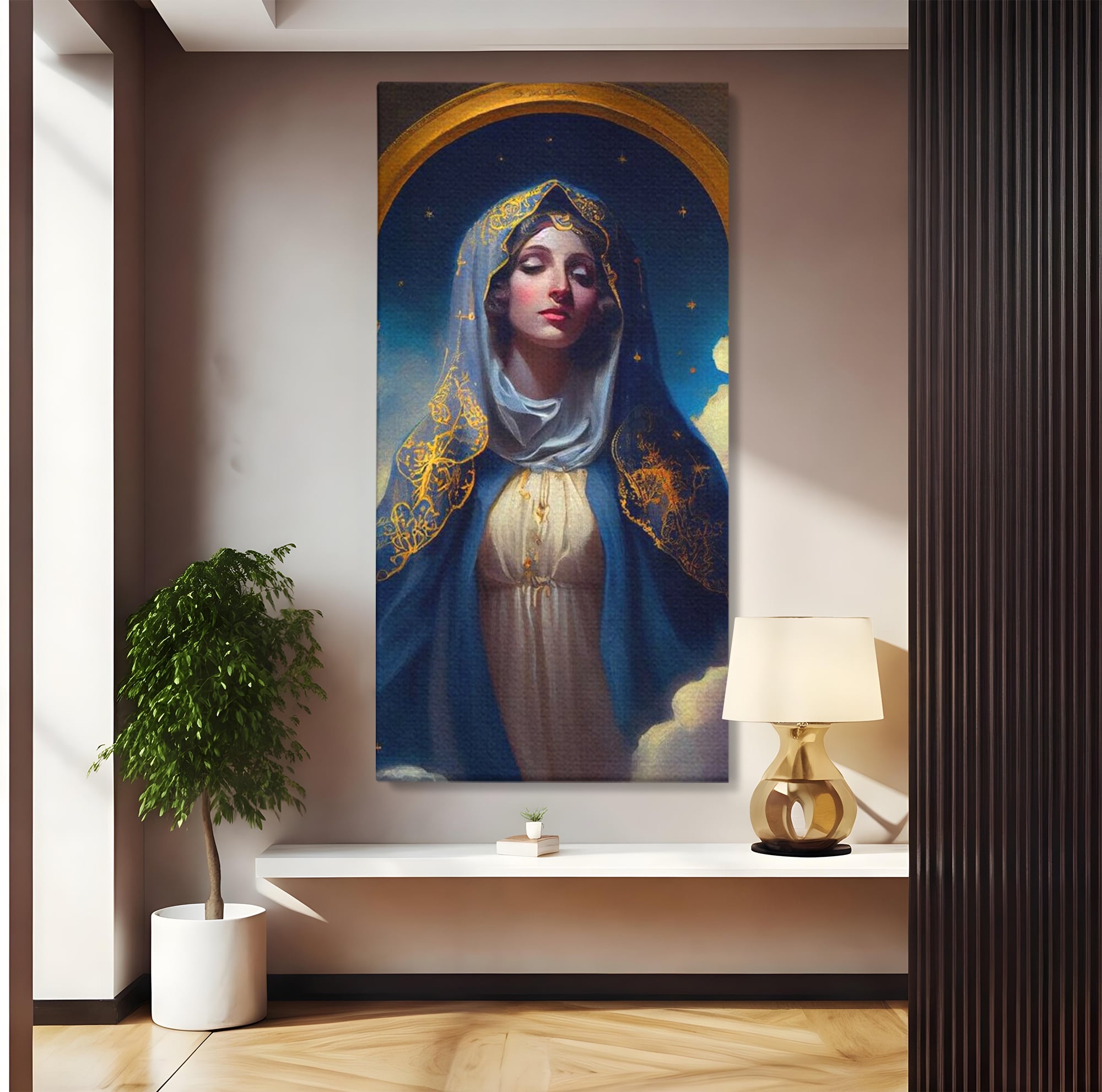 Tablou Canvas Premium LuxCanva® H1031, Divinitate si Gratie, Feciara Maria, Divinitate, Lumina, Credinta, Gratie, Ceresc, Pace Interioara, Spiritualitate, Living, Dormitor