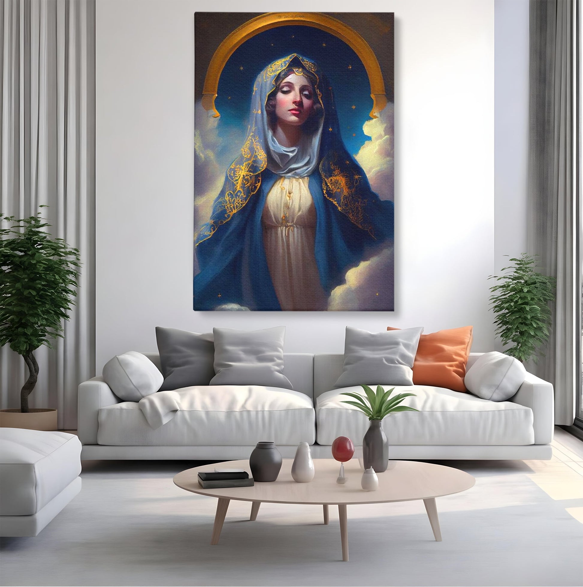 Tablou Canvas Premium LuxCanva® H1031, Divinitate si Gratie, Feciara Maria, Divinitate, Lumina, Credinta, Gratie, Ceresc, Pace Interioara, Spiritualitate, Living, Dormitor