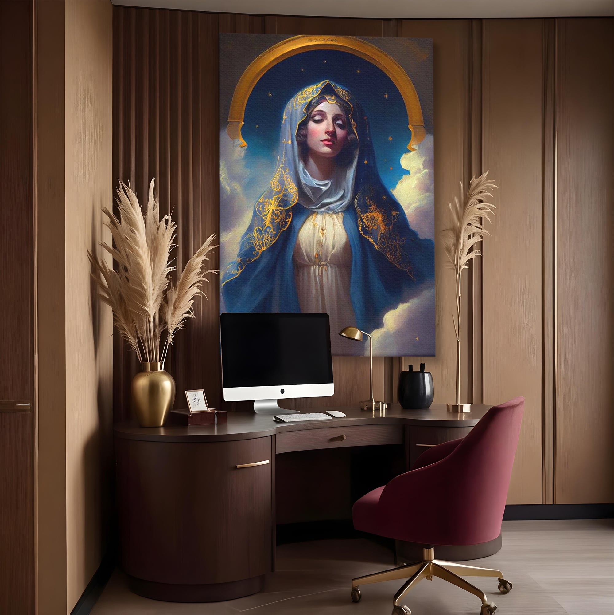 Tablou Canvas Premium LuxCanva® H1031, Divinitate si Gratie, Feciara Maria, Divinitate, Lumina, Credinta, Gratie, Ceresc, Pace Interioara, Spiritualitate, Living, Dormitor