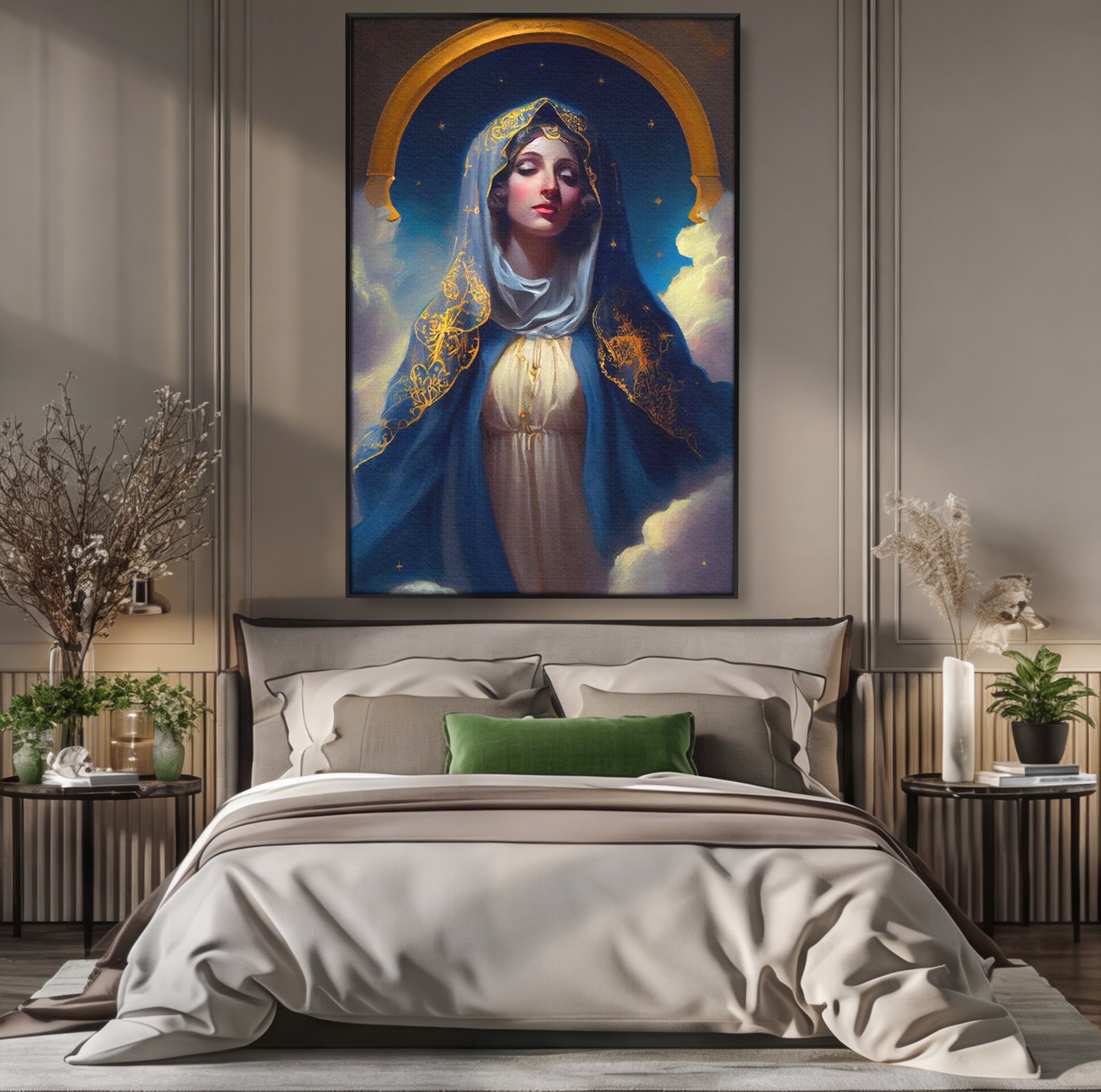 Tablou Canvas Premium LuxCanva® H1031, Divinitate si Gratie, Feciara Maria, Divinitate, Lumina, Credinta, Gratie, Ceresc, Pace Interioara, Spiritualitate, Living, Dormitor