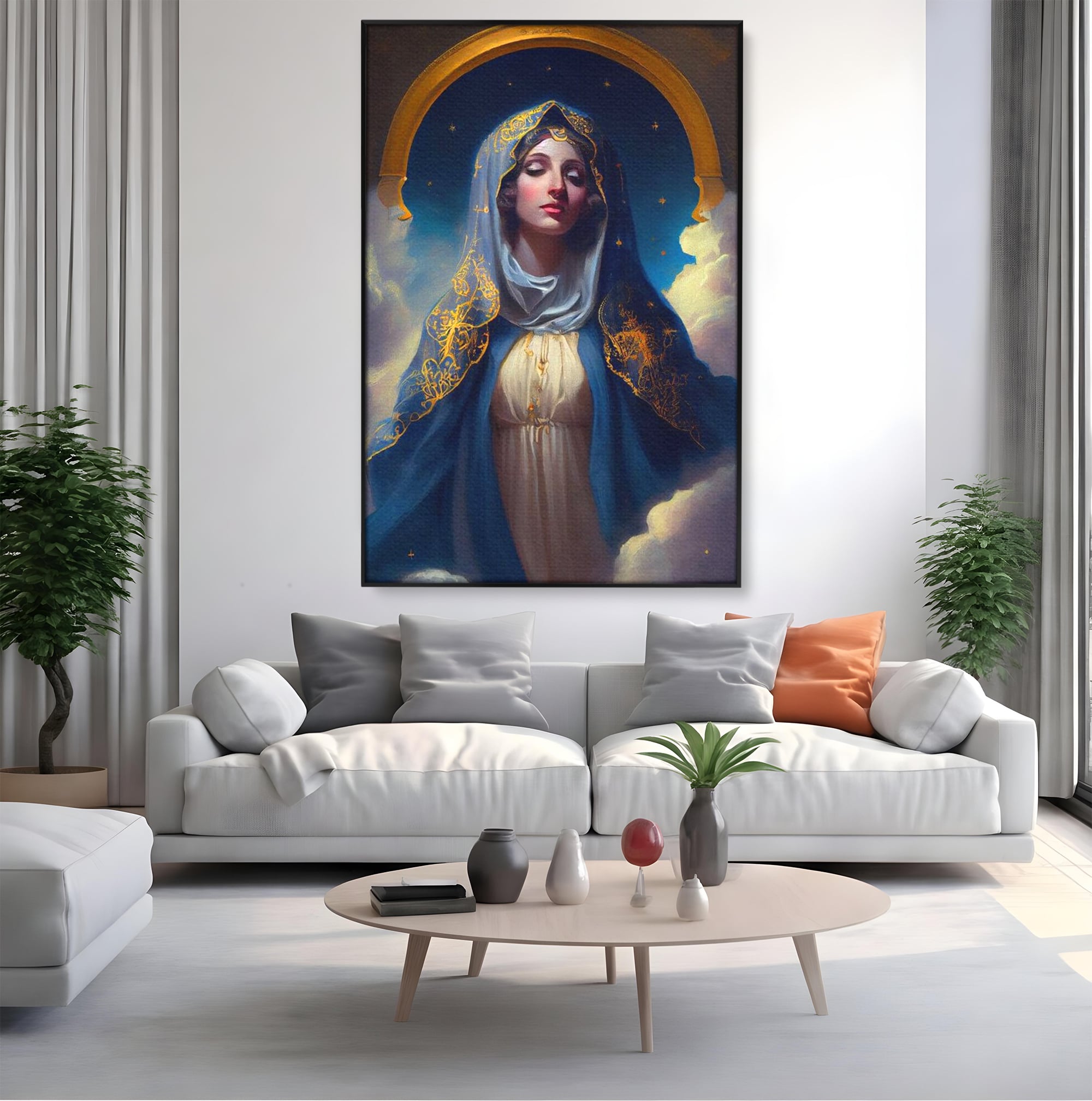 Tablou Canvas Premium LuxCanva® H1031, Divinitate si Gratie, Feciara Maria, Divinitate, Lumina, Credinta, Gratie, Ceresc, Pace Interioara, Spiritualitate, Living, Dormitor