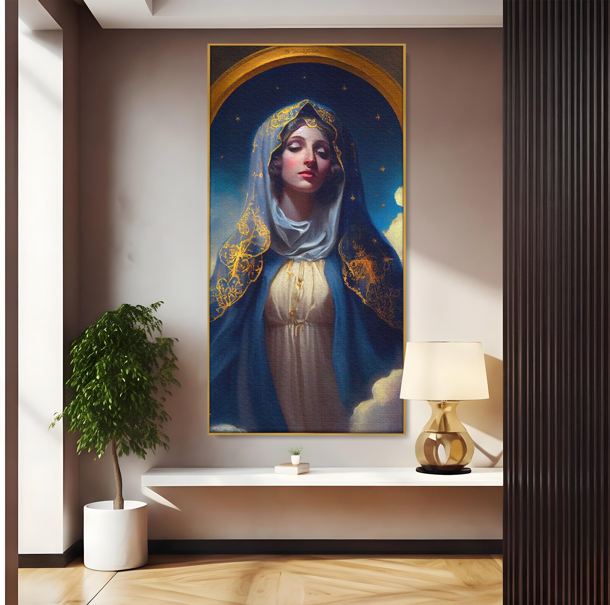 Tablou Canvas Premium LuxCanva® H1031, Divinitate si Gratie, Feciara Maria, Divinitate, Lumina, Credinta, Gratie, Ceresc, Pace Interioara, Spiritualitate, Living, Dormitor