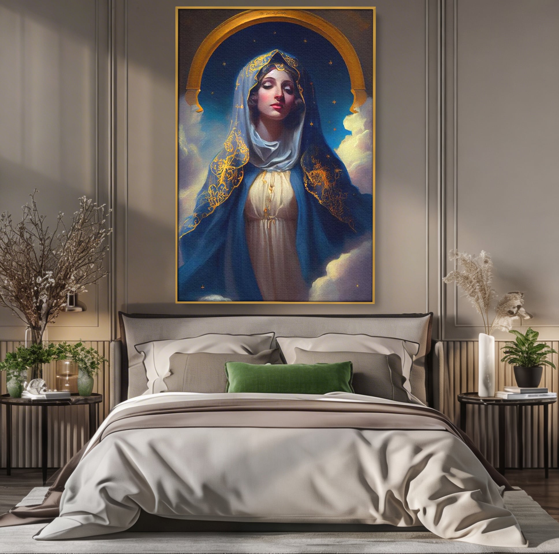 Tablou Canvas Premium LuxCanva® H1031, Divinitate si Gratie, Feciara Maria, Divinitate, Lumina, Credinta, Gratie, Ceresc, Pace Interioara, Spiritualitate, Living, Dormitor