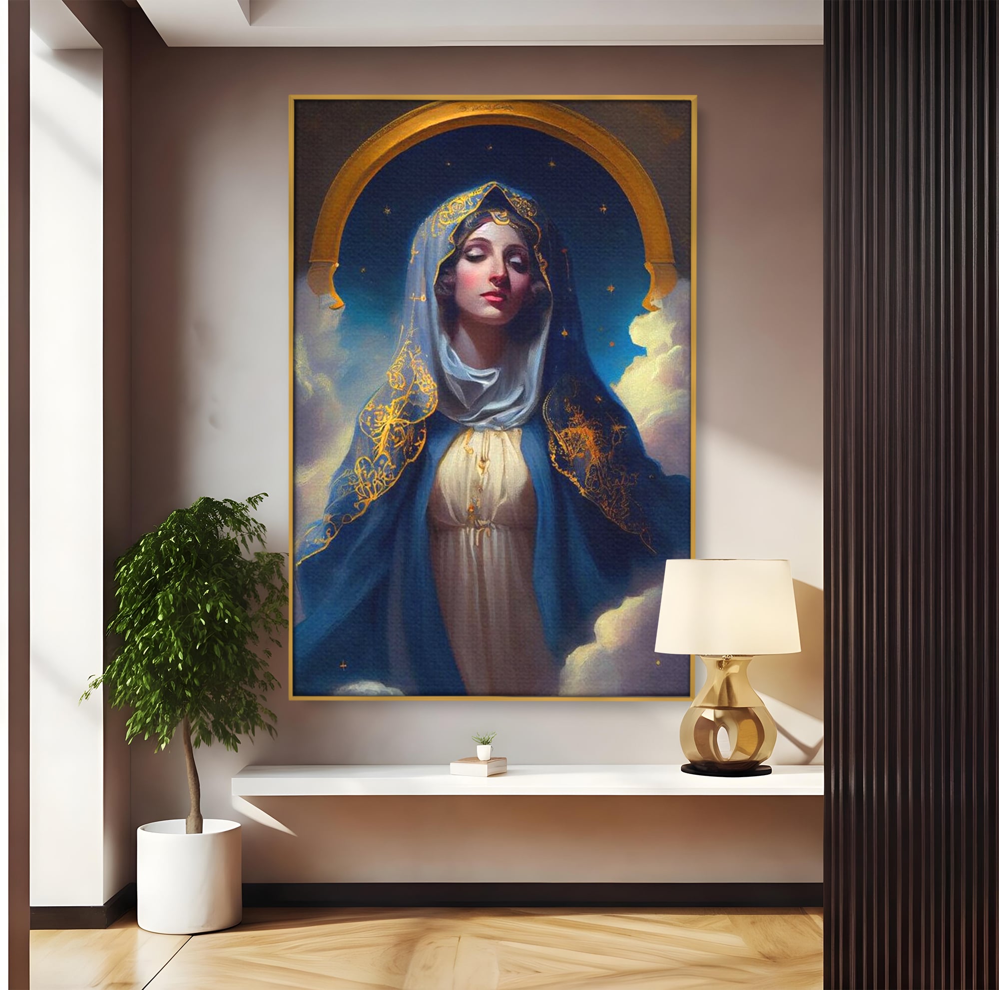 Tablou Canvas Premium LuxCanva® H1031, Divinitate si Gratie, Feciara Maria, Divinitate, Lumina, Credinta, Gratie, Ceresc, Pace Interioara, Spiritualitate, Living, Dormitor