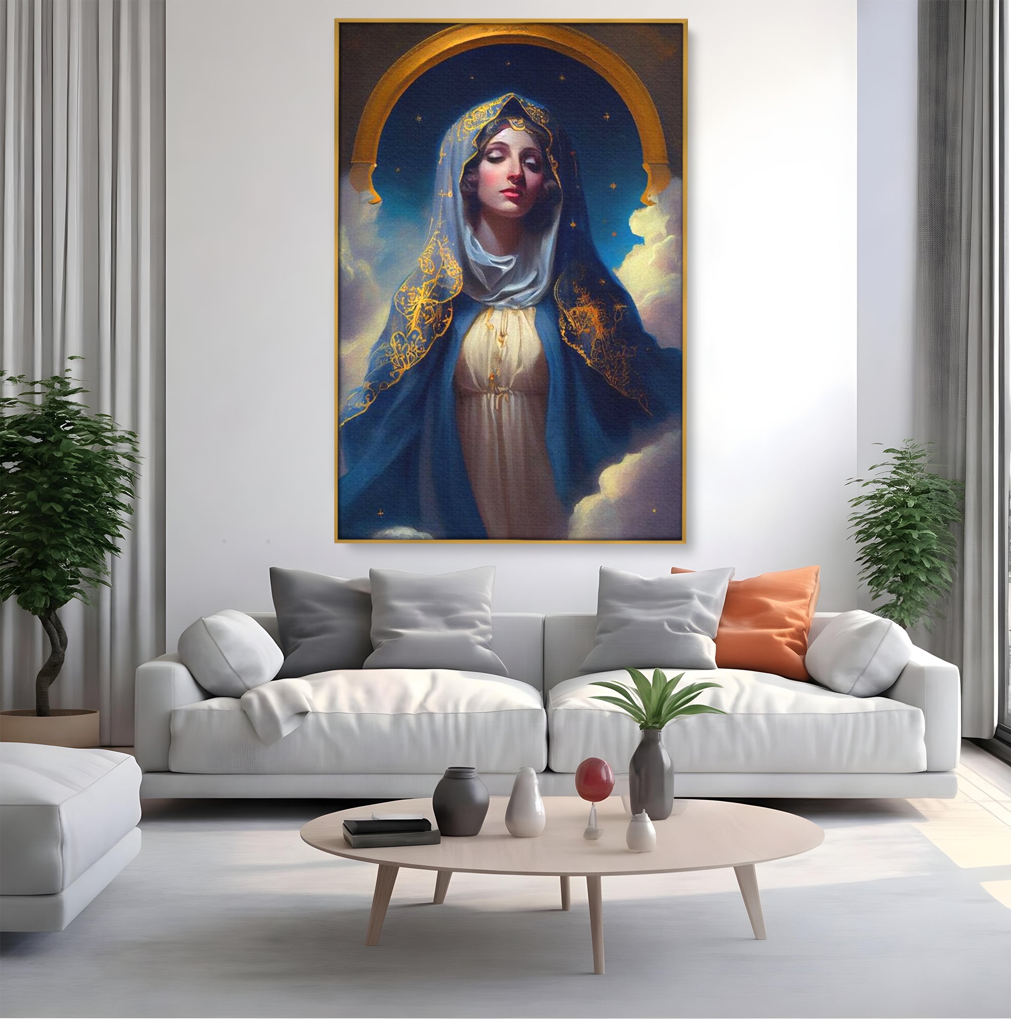 Tablou Canvas Premium LuxCanva® H1031, Divinitate si Gratie, Feciara Maria, Divinitate, Lumina, Credinta, Gratie, Ceresc, Pace Interioara, Spiritualitate, Living, Dormitor