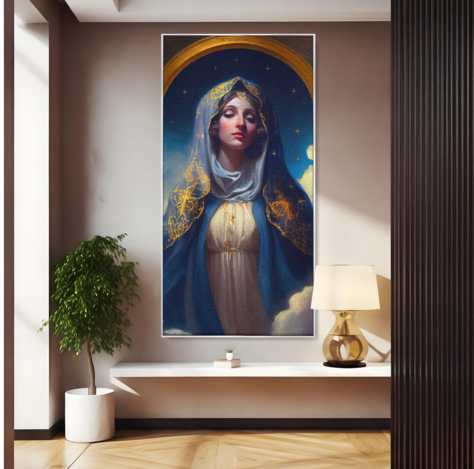 Tablou Canvas Premium LuxCanva® H1031, Divinitate si Gratie, Feciara Maria, Divinitate, Lumina, Credinta, Gratie, Ceresc, Pace Interioara, Spiritualitate, Living, Dormitor